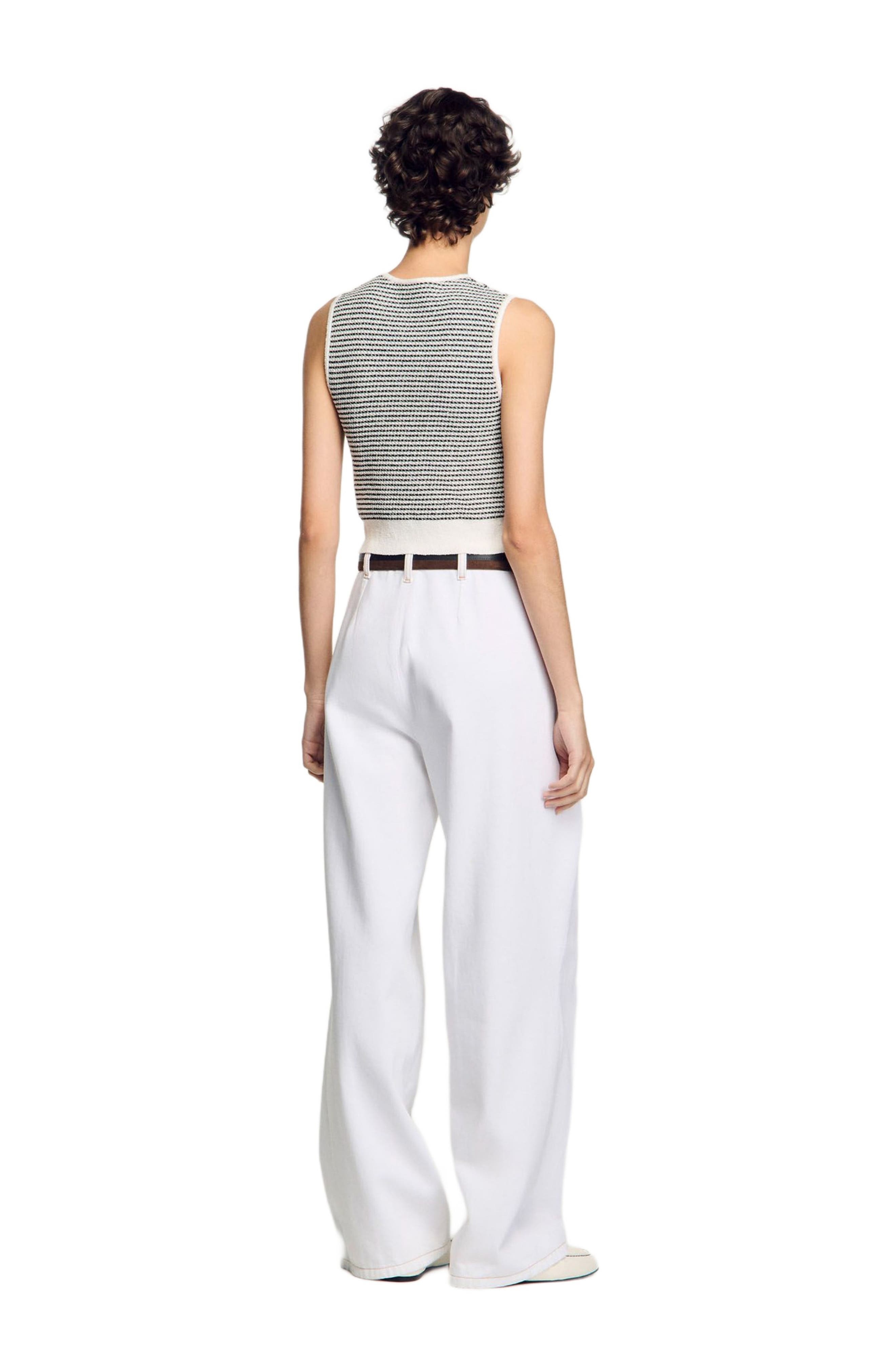 SANDRO Striped cardigan in Black /White at Nordstrom - 3