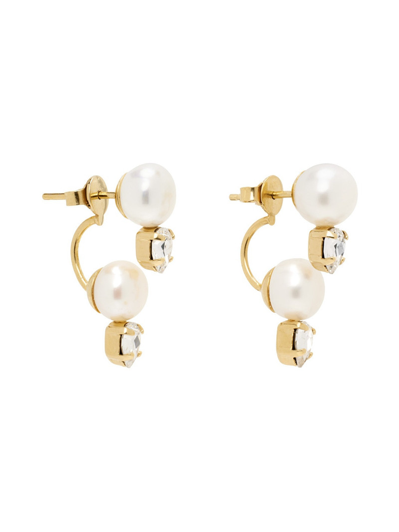 Simone Rocha Gold Pearl Crystal Dagger Earrings outlook