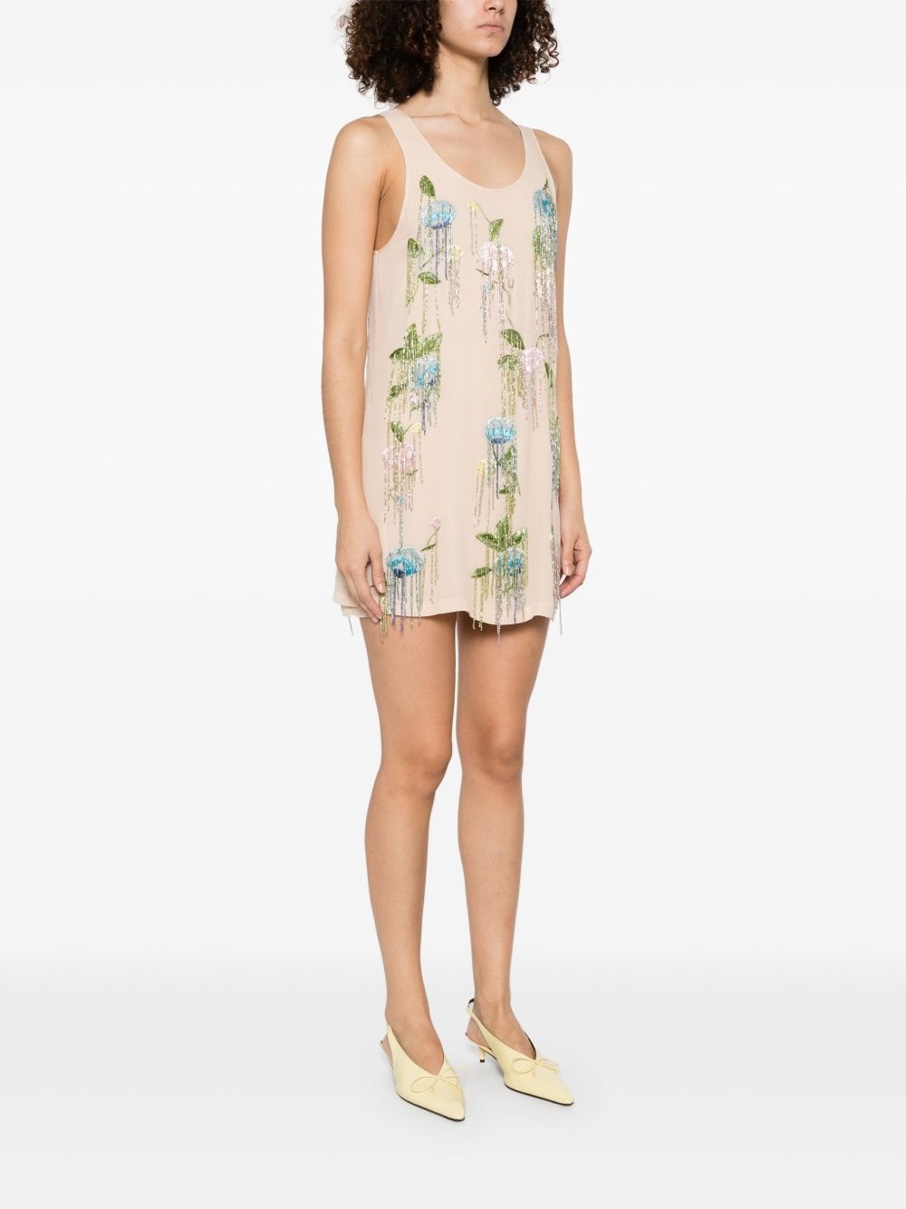 floral-embroidered georgette dress - 3