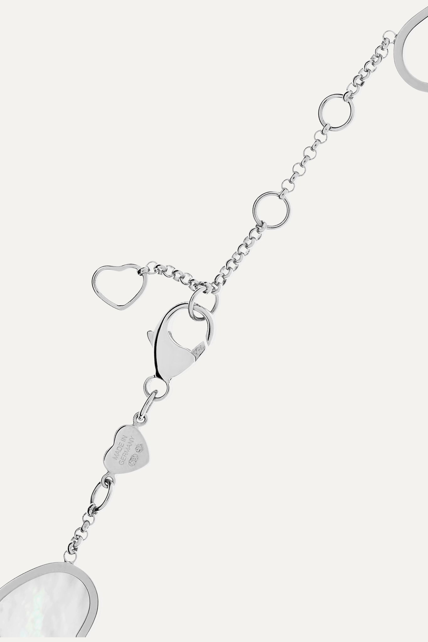 Happy Hearts 18-karat white gold, diamond and mother-of-pearl bracelet  - 3