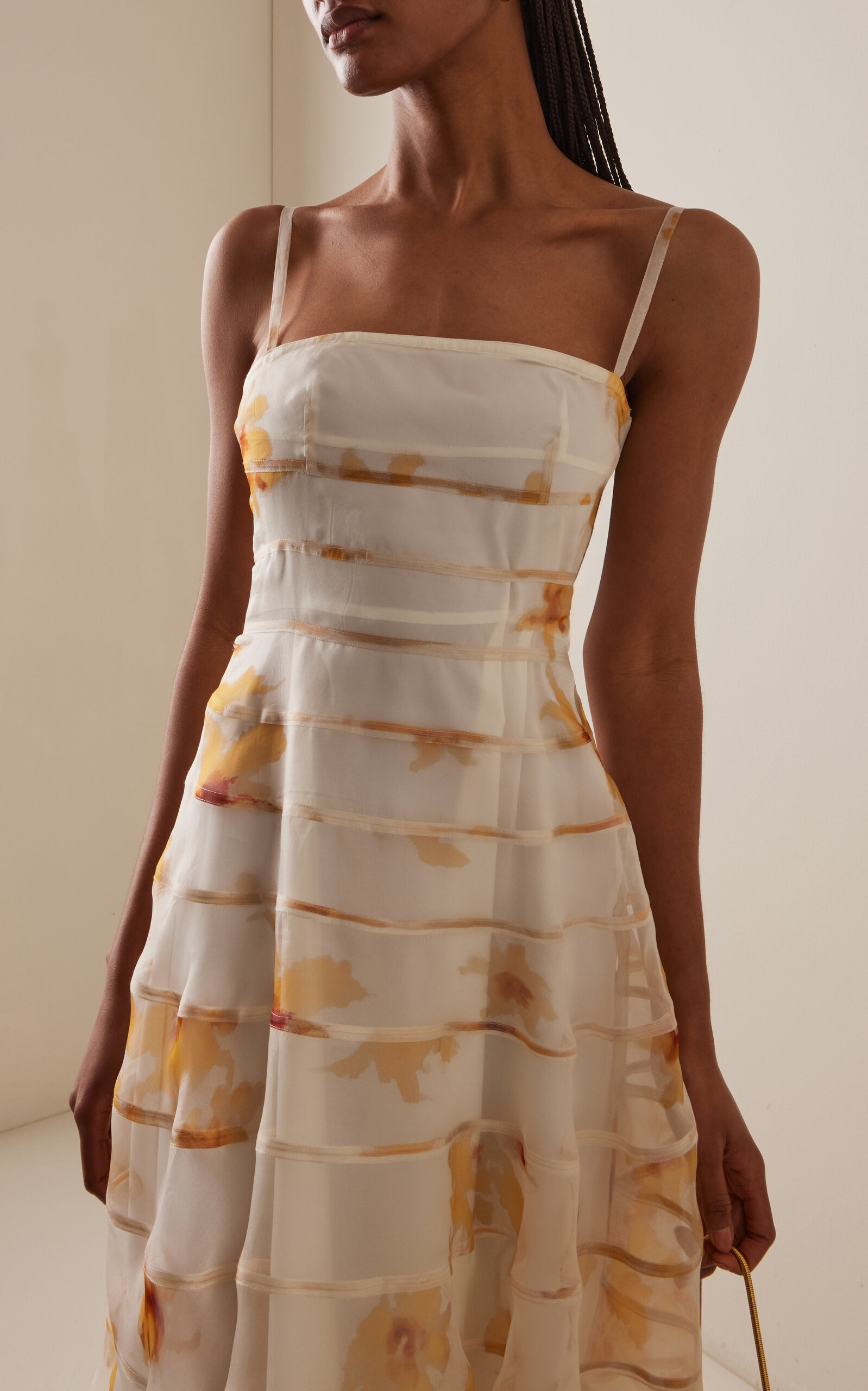 Connie Tiered Silk Midi Dress yellow - 3