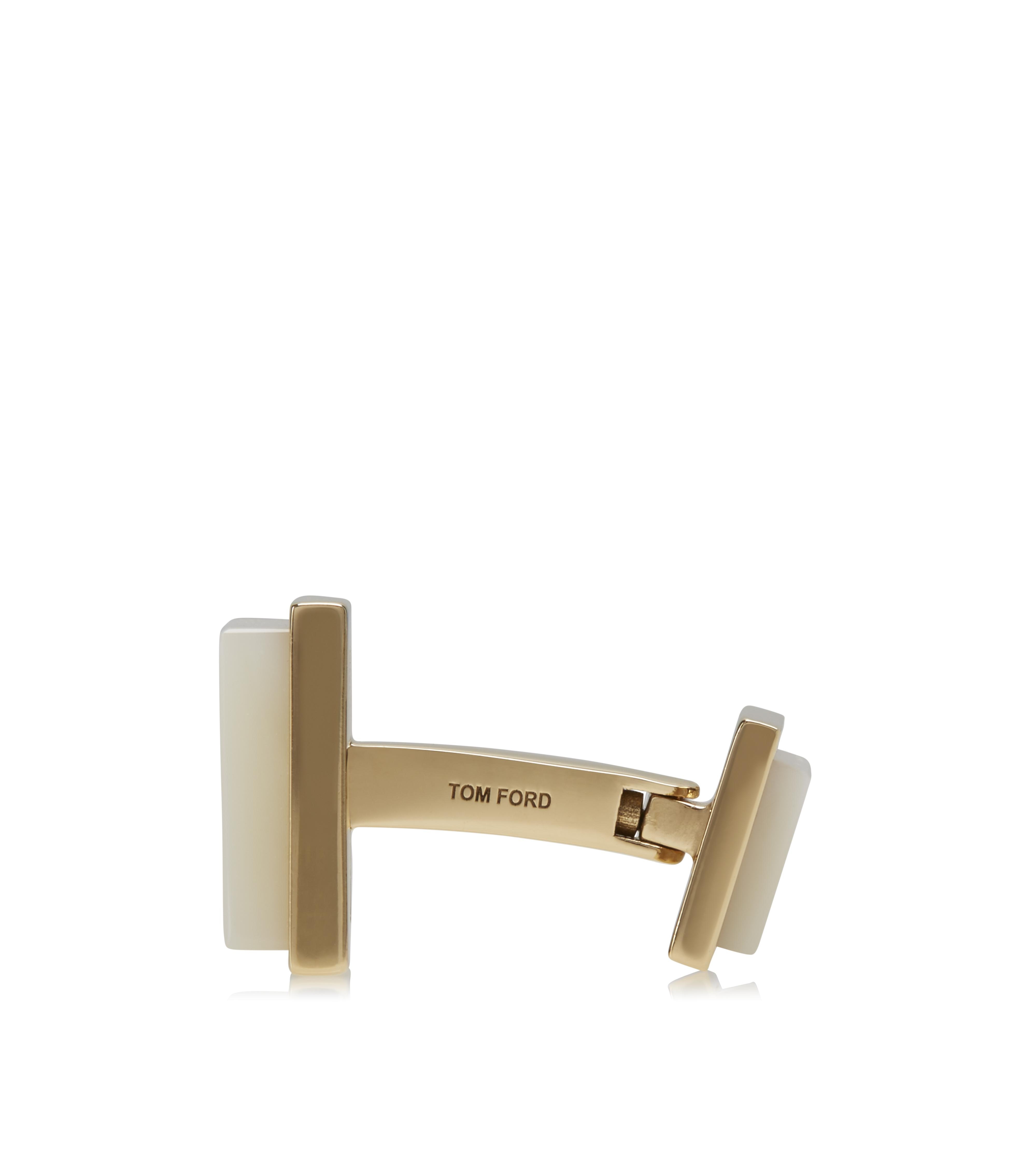 GOLD AND PEARL SQUARE CUFFLINKS - 3