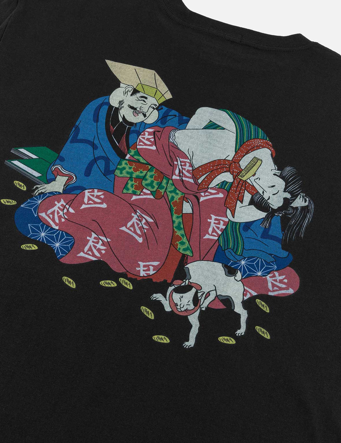 EVISU X F-LAGSTUF-F Shuga and Koban Coin Seagull Print Regular Fit T-shirt - Black - 3