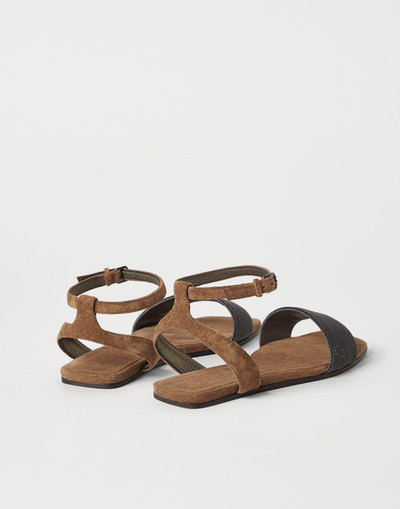 Brunello Cucinelli Suede sandals with precious strap outlook
