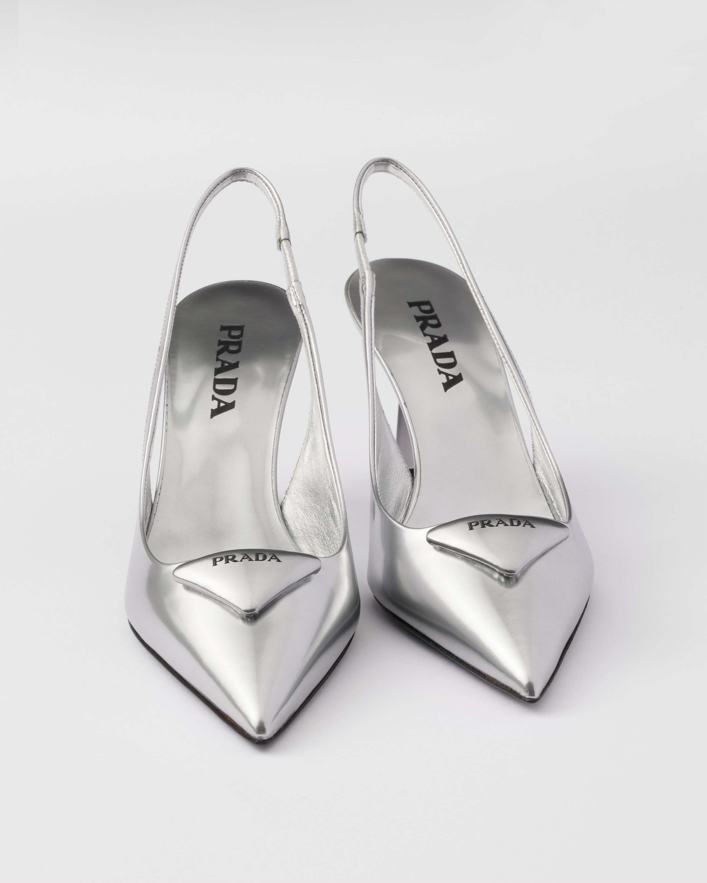 Metallic leather slingback pumps - 6