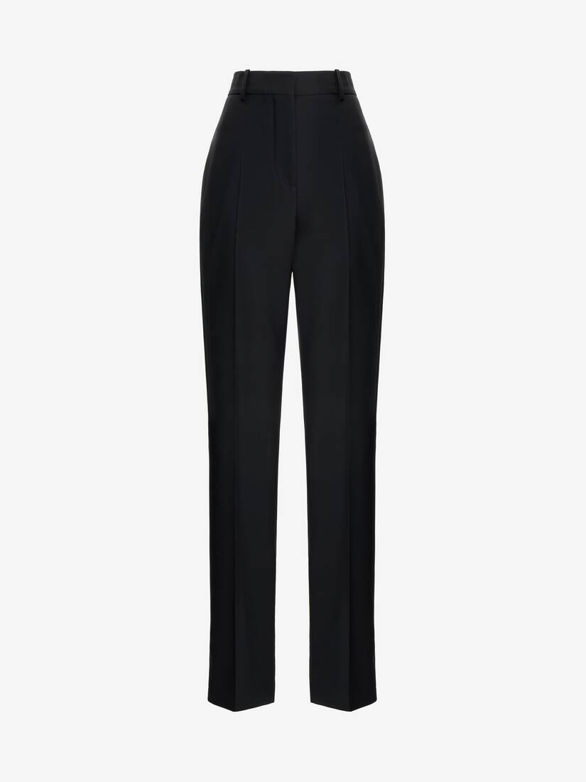 Women's High-waisted Tailored Trousers in Black - 1