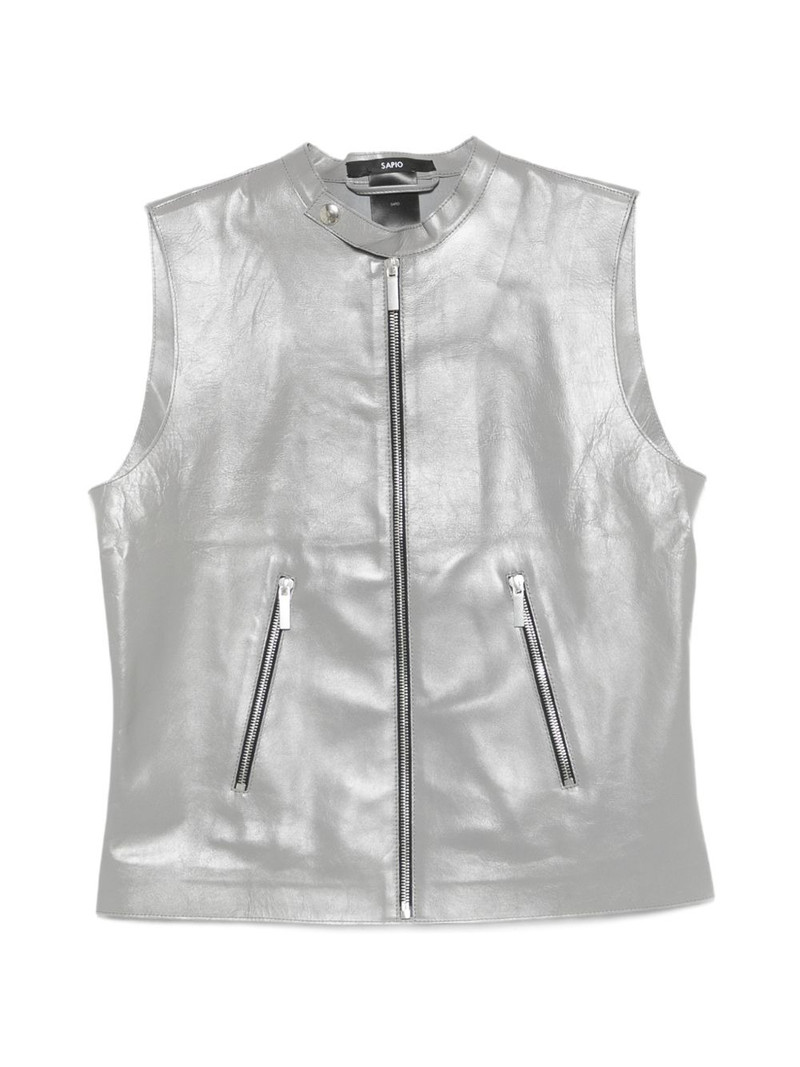 metallic-finish sleeveless gilet 1