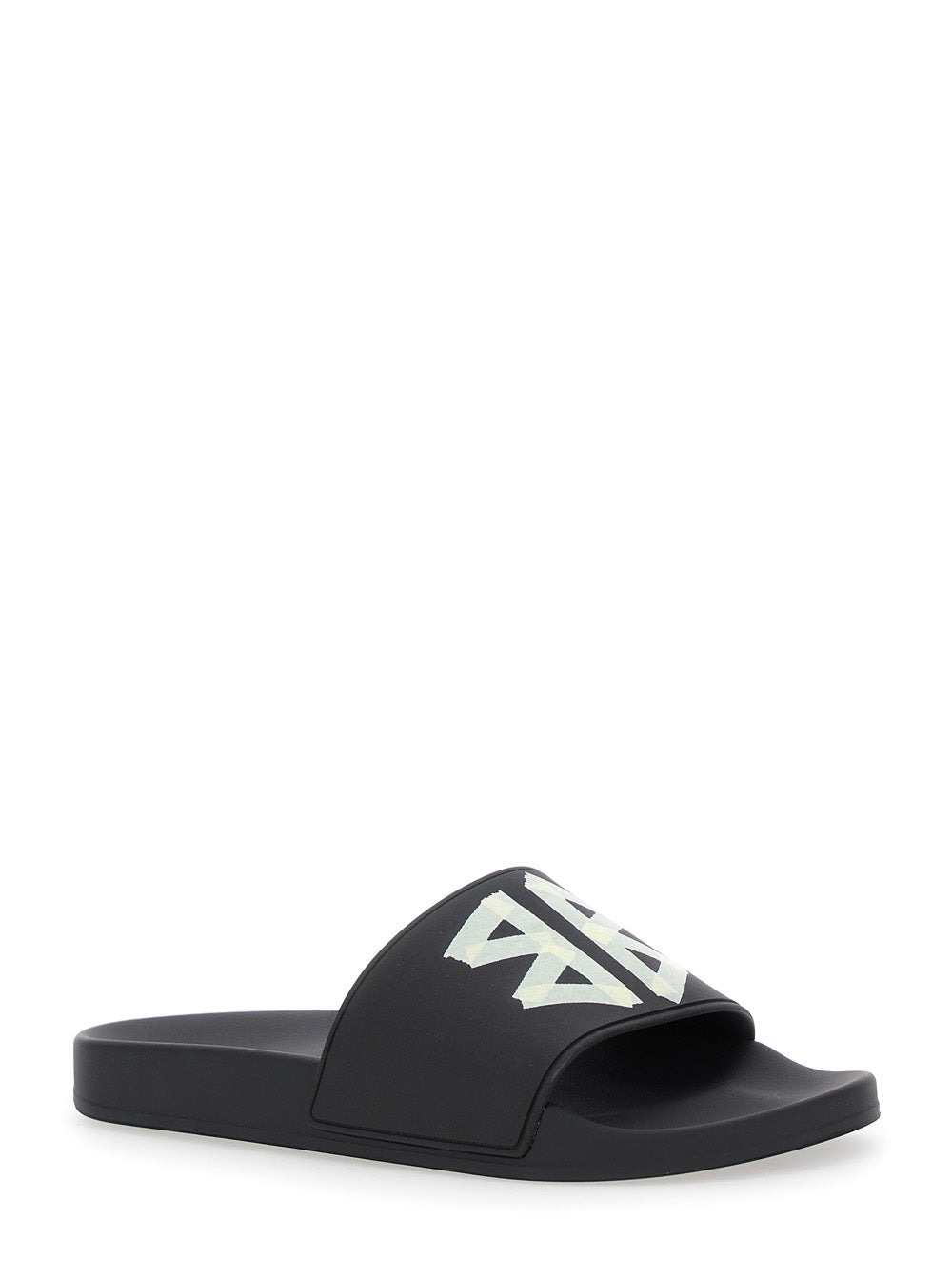 Balenciaga Men Black Sandals With Maxi Contrasting Logo In Tech Fabric Man - 2
