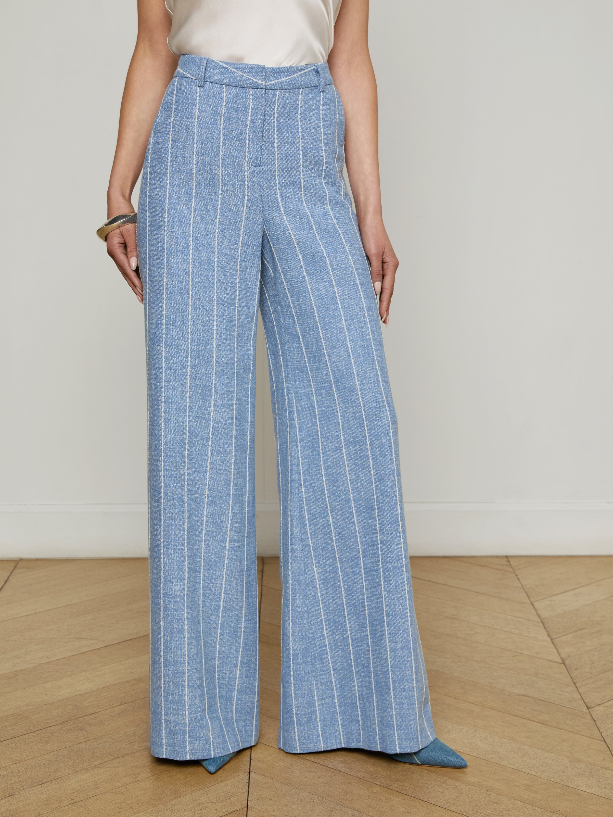 Pilar Pinstriped Wide-Leg Pant - 4