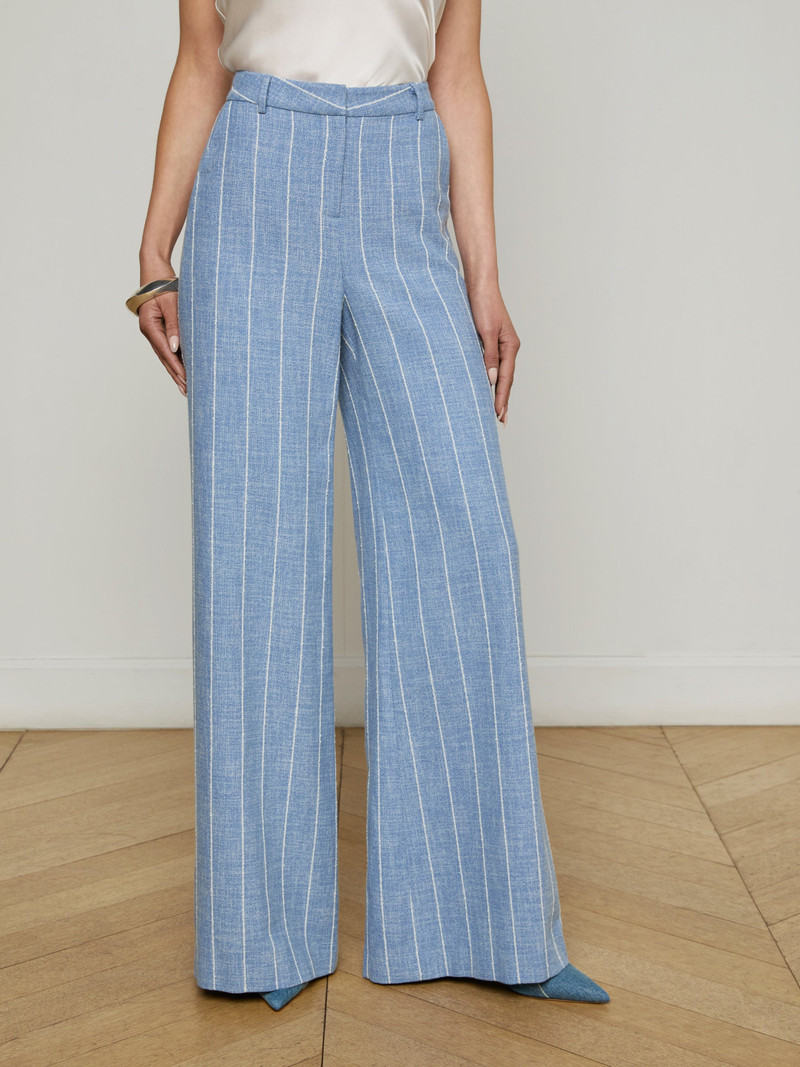 Pilar Pinstriped Wide-Leg Pant 4