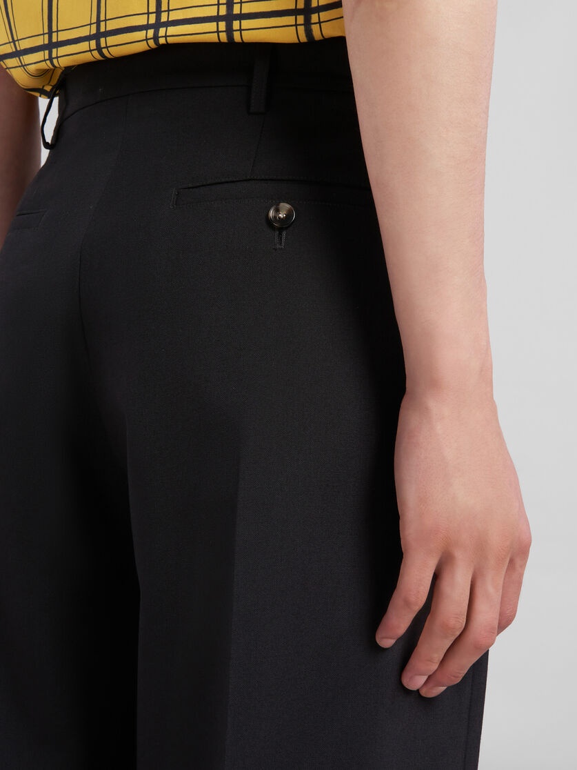 BLACK TROPICAL WOOL TAILORED TROUSERS - 4