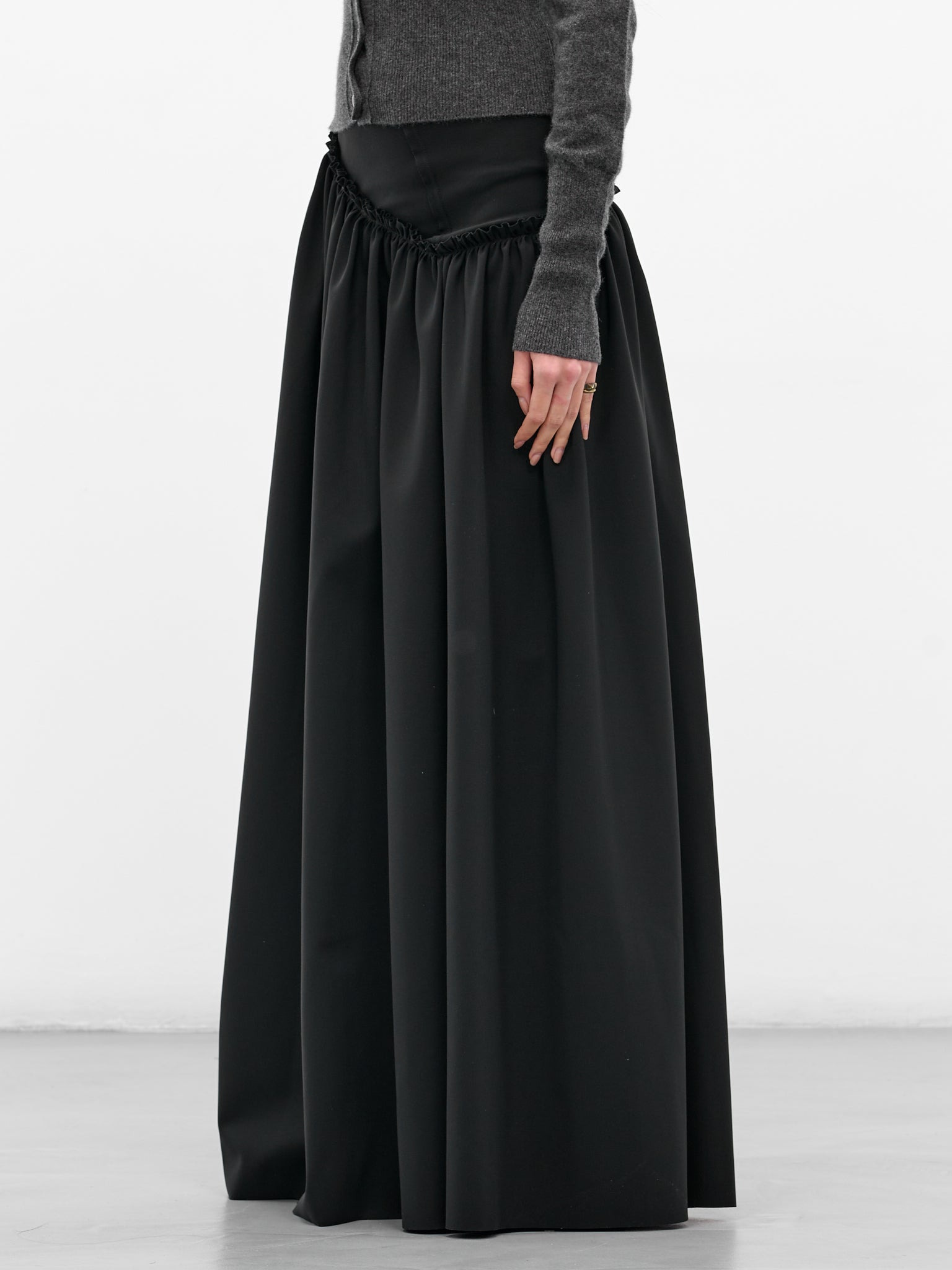 Black Asymmetric Gown Maxi Skrit - 2