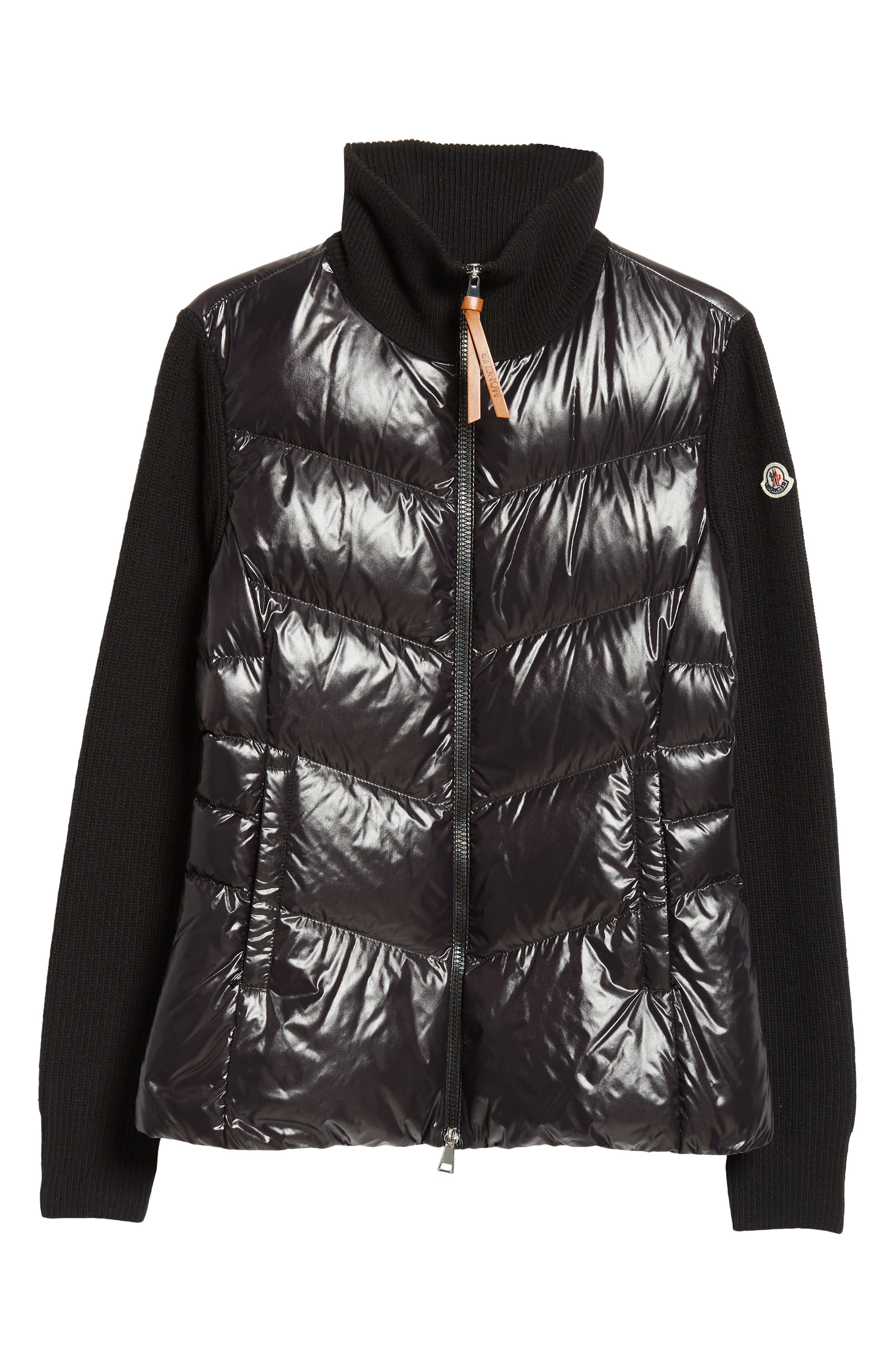 Moncler Quilted Down & Knit Cardigan in Black at Nordstrom - 7