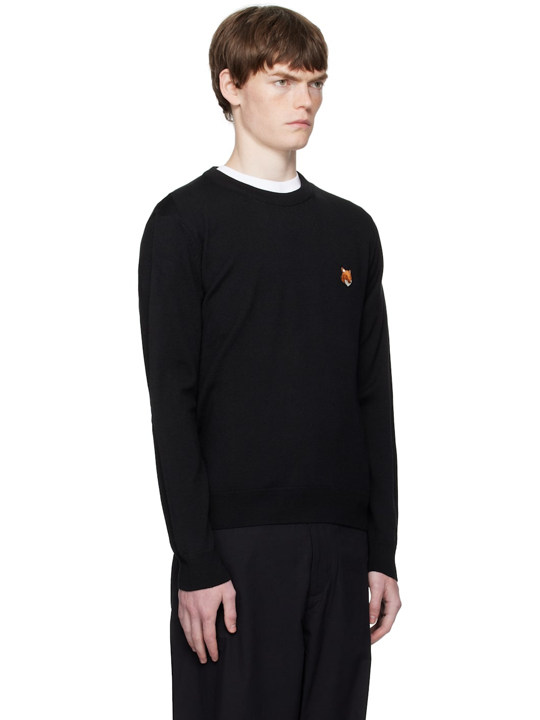 Black Bold Fox Head Patch Regular Sweater - 2