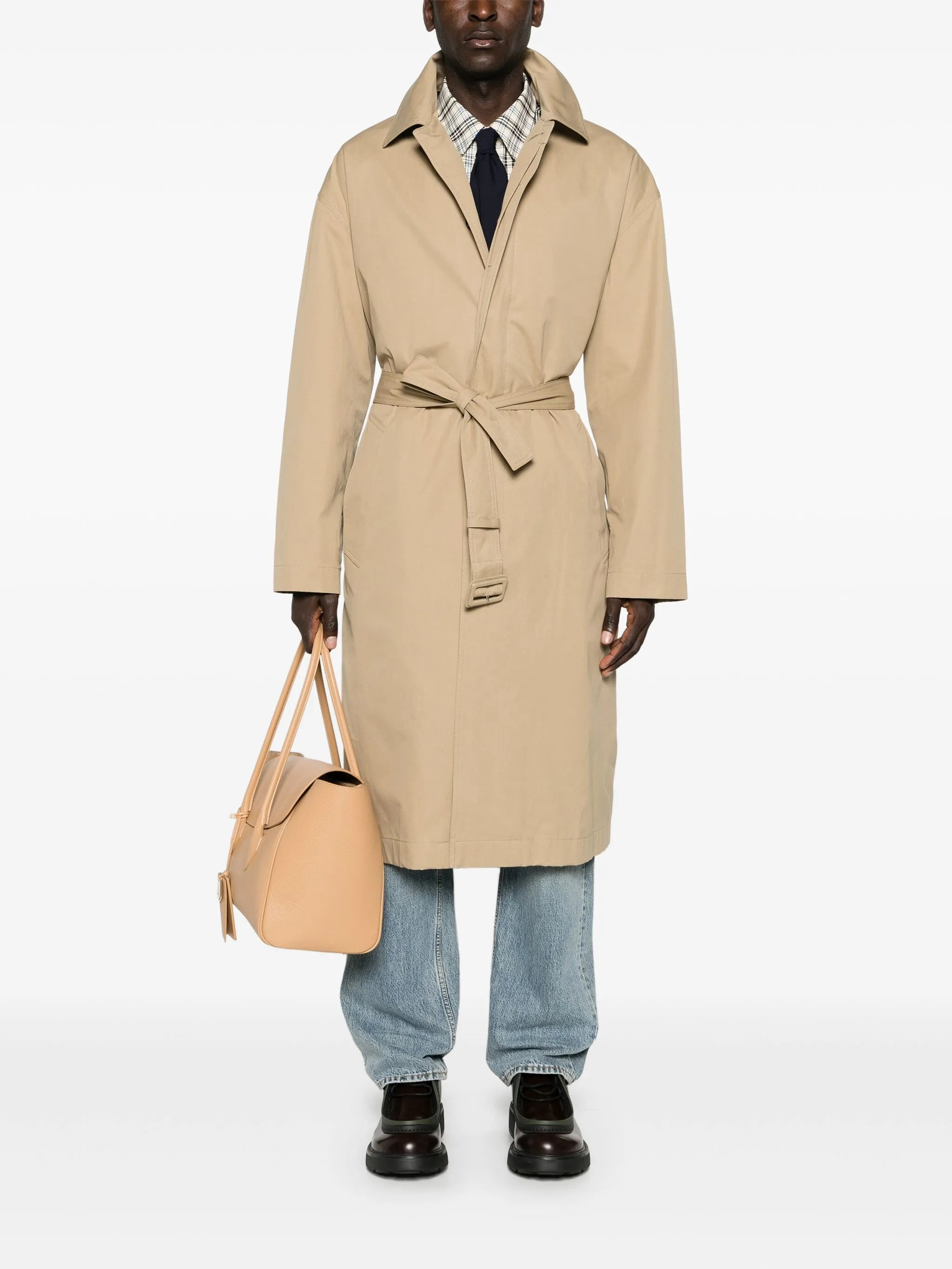 panelled belted trench coat - 2