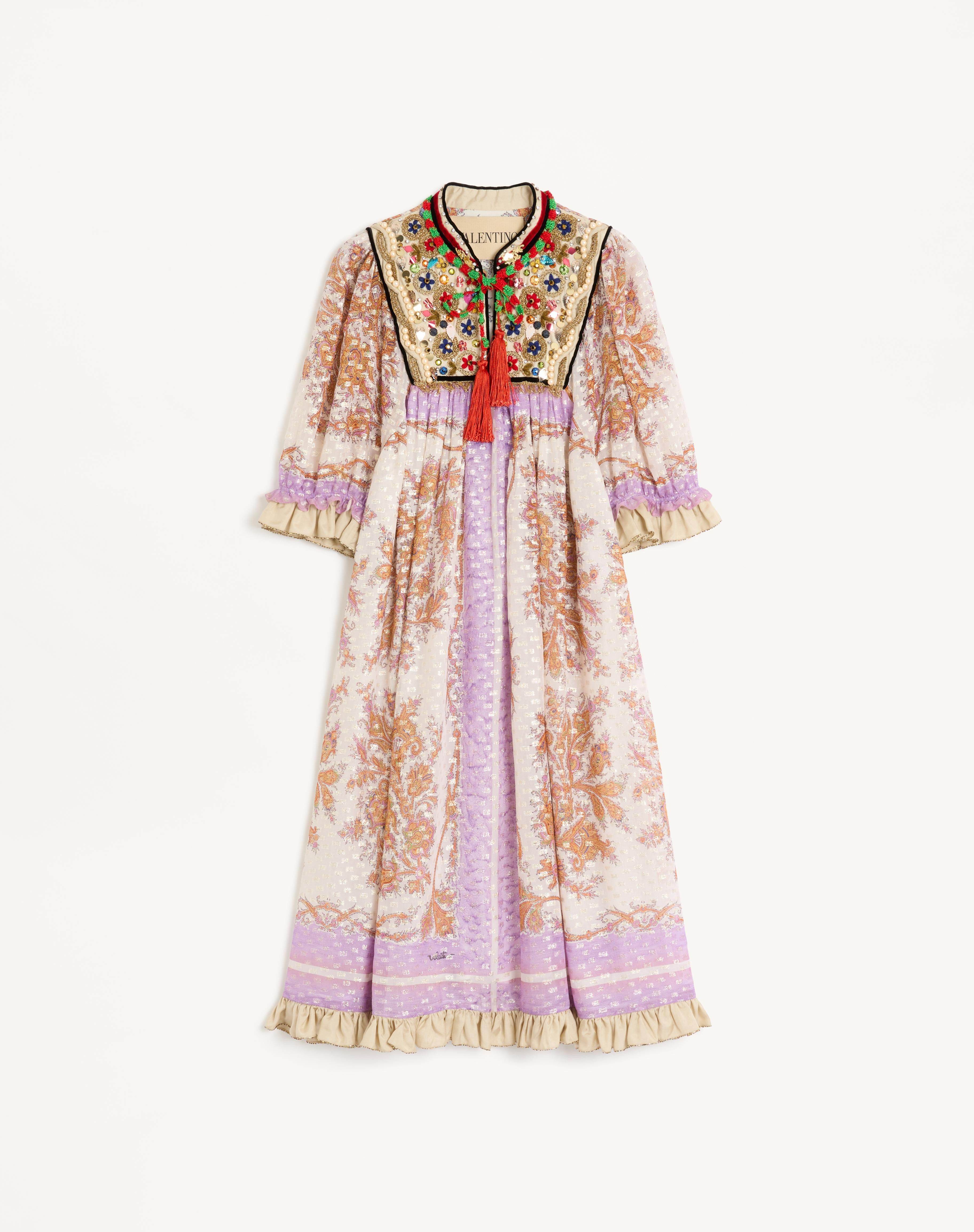 GEORGETTE LUREX DRESS WITH VOYAGE IMAGINAIRE PRINT - 1
