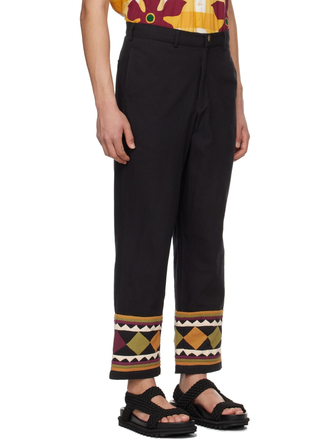 Black Appliqué Trousers - 2