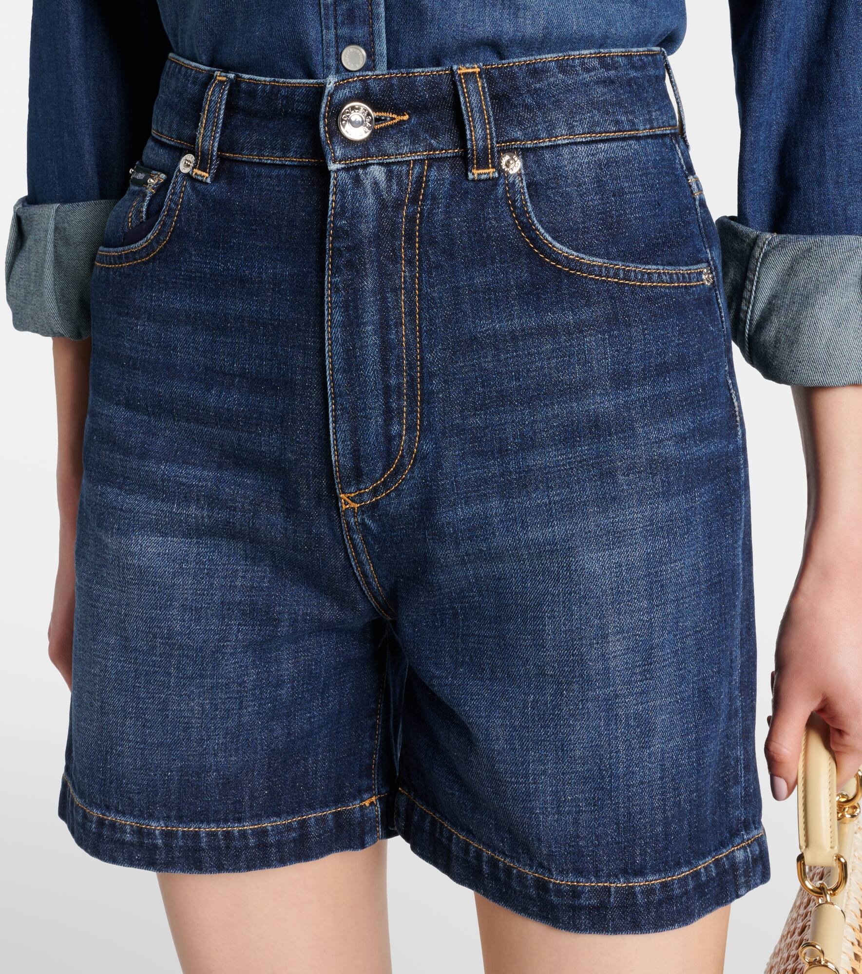 High-rise denim shorts - 4