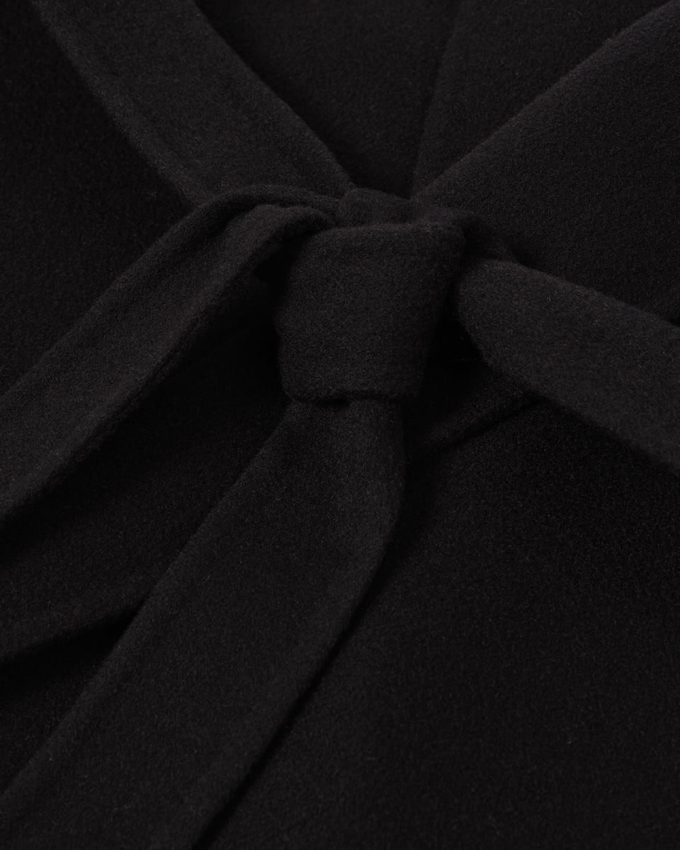 Black Cashmere Wrap Coat - 6