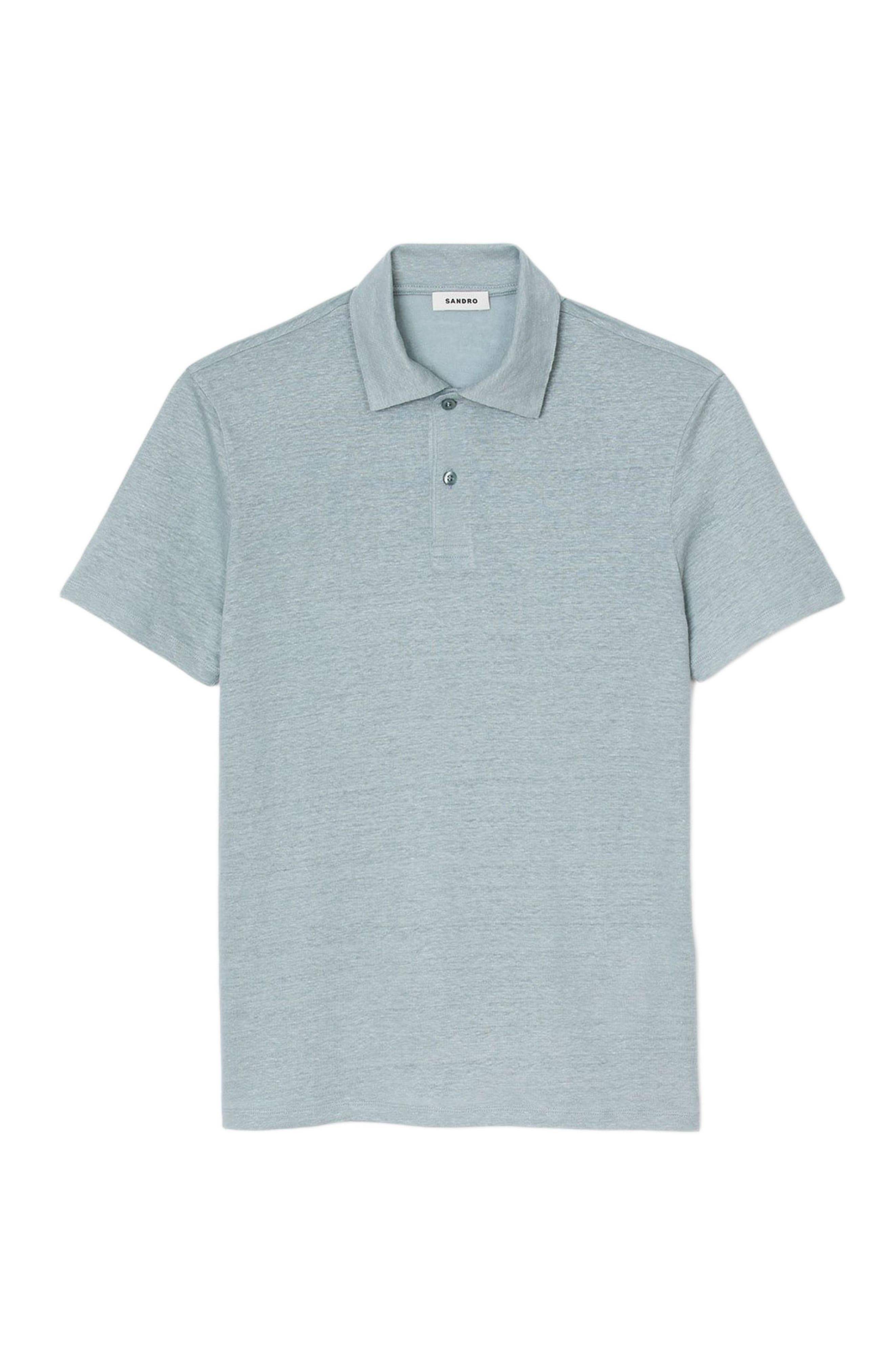 SANDRO Linen polo shirt in Chambray at Nordstrom - 6