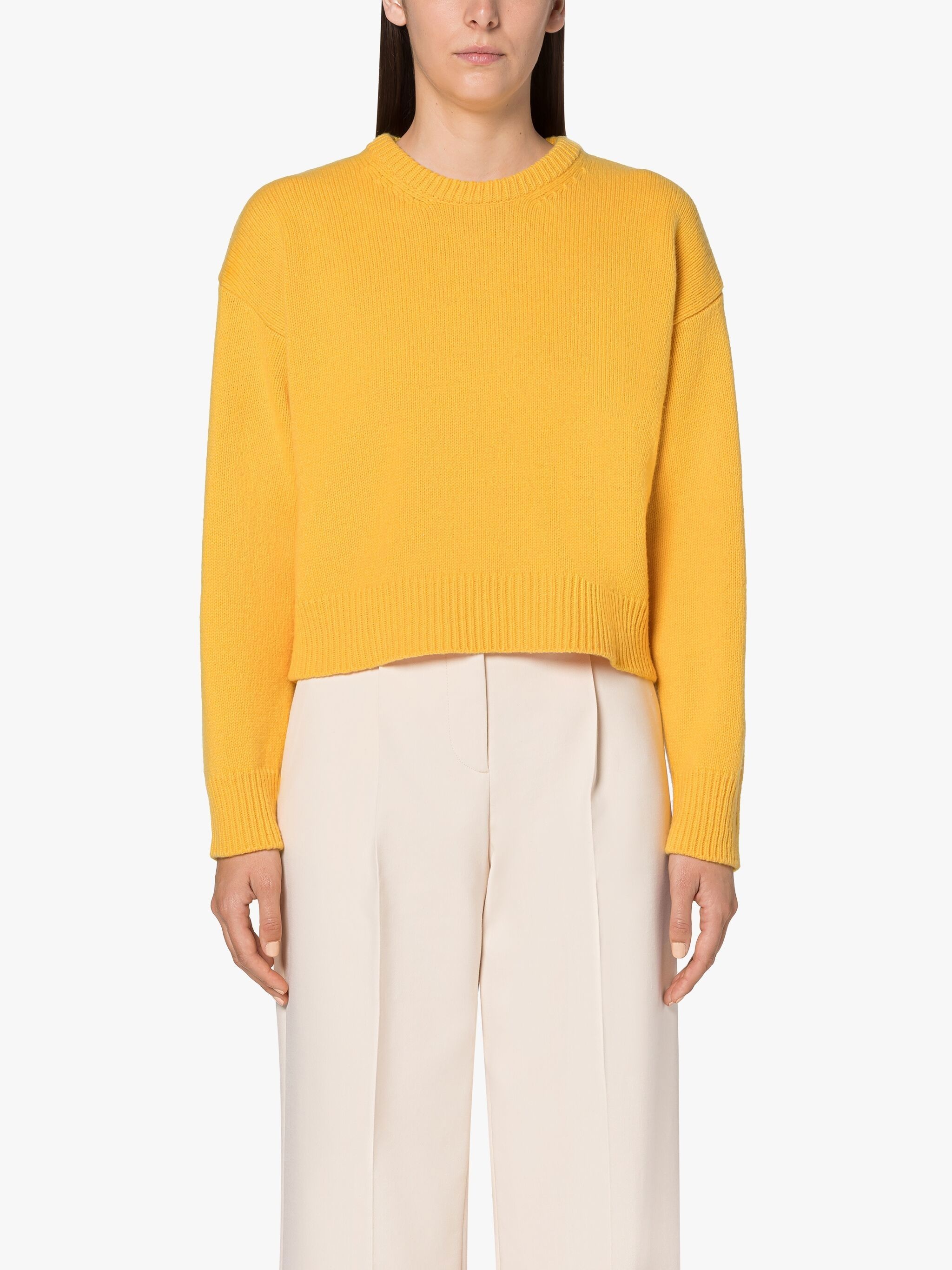 KAYLEIGH YELLOW WOOL CREWNECK SWEATER - 3