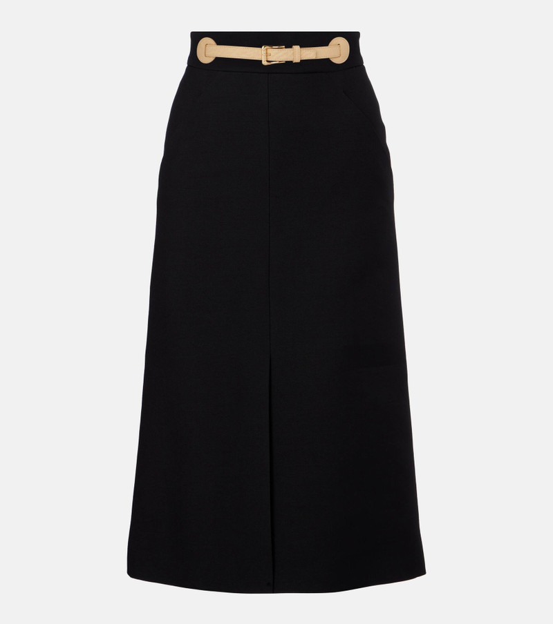 Belted wool and silk midi skirt 1