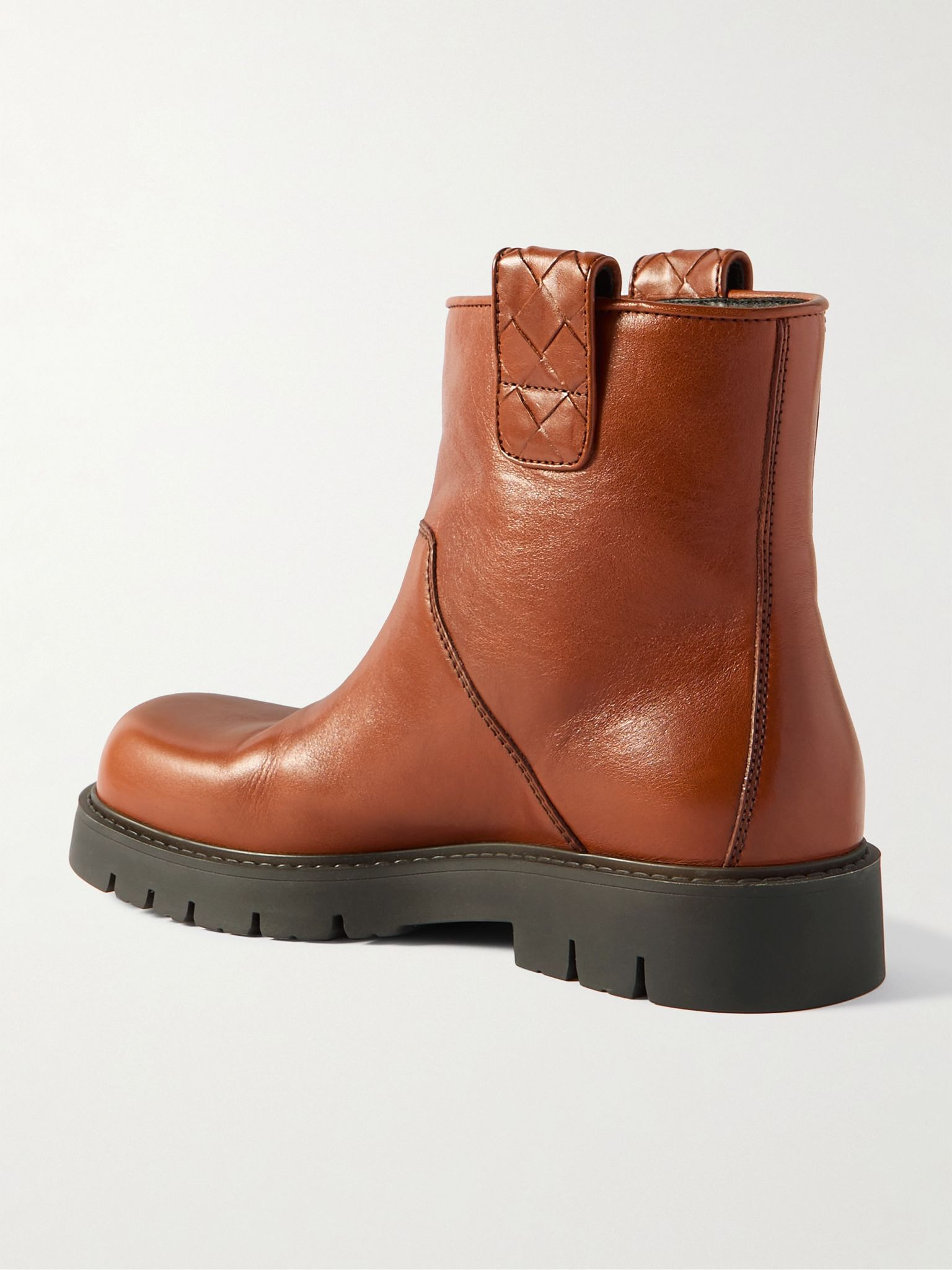Haddock Intrecciato-Detailed Leather Boots Neutral - 3