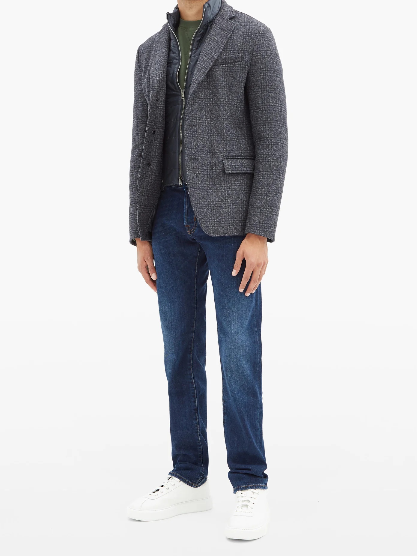 La Giacca checked wool-blend jacket - 6