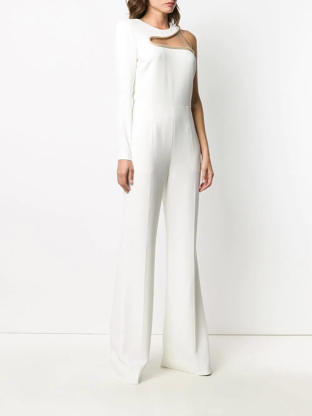 metallic trim asymmetric jumpsuit - 3