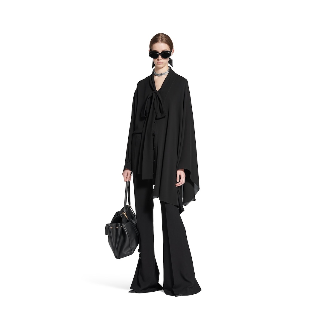 Women's Scarf Blouse in Black - 2