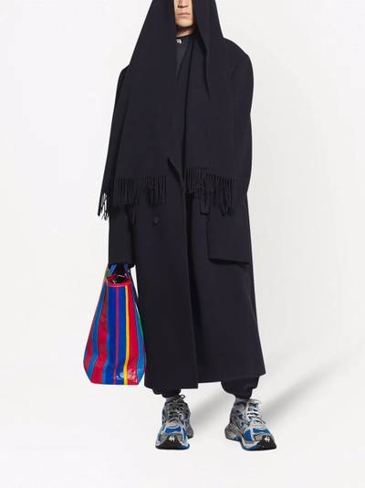 BALENCIAGA scarf-embellished long coat outlook