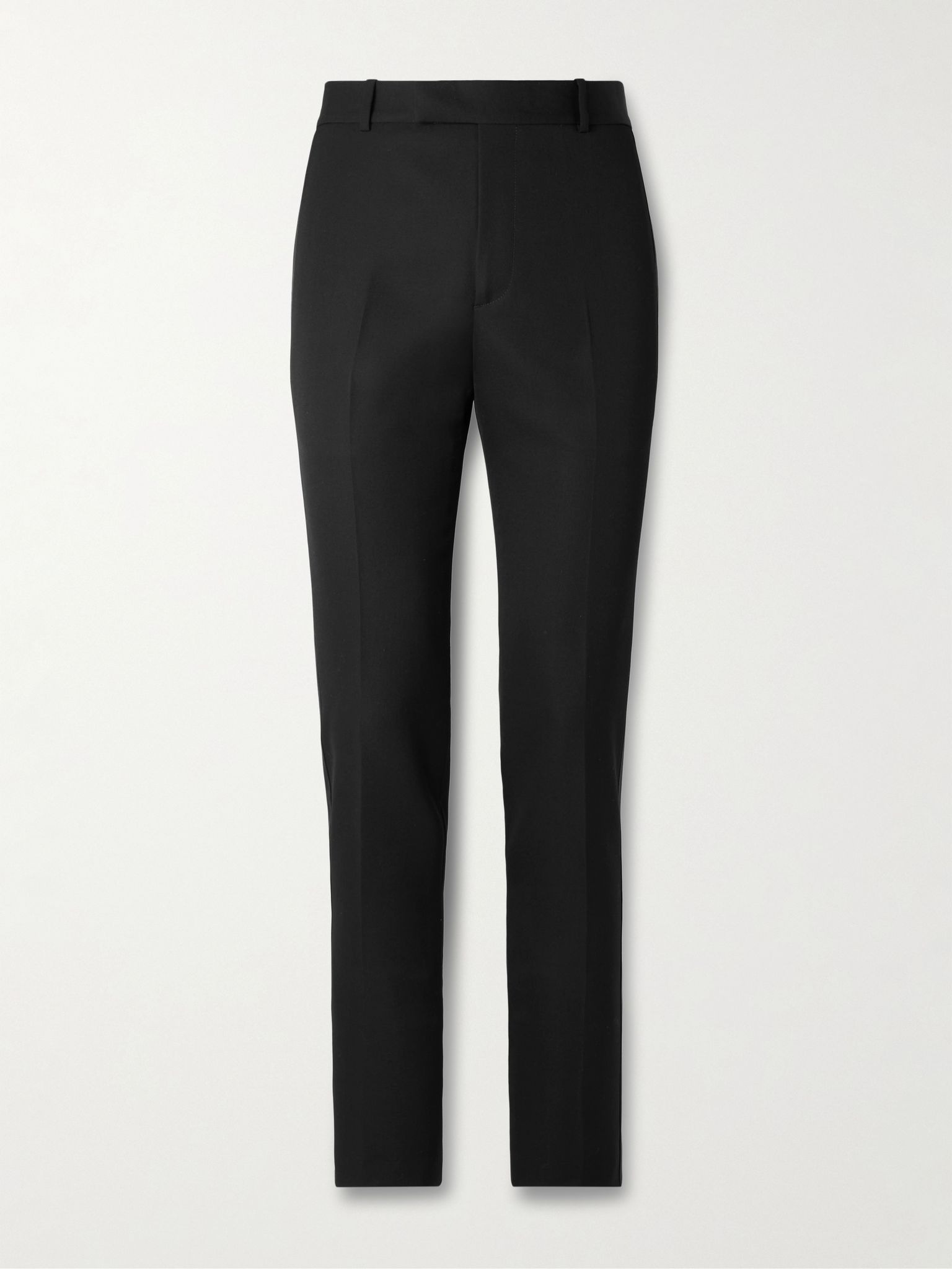 Slim-Fit Straight-Leg Wool Trousers Black - 1