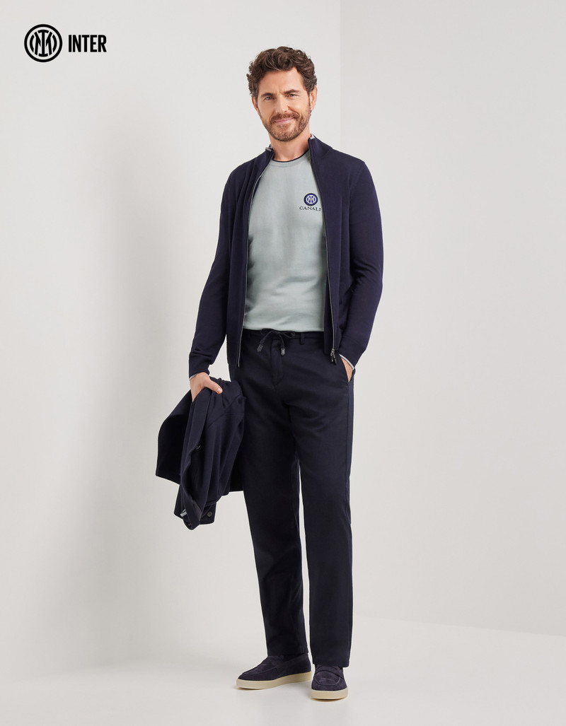 Canali SHORT SLEEVE COTTON SILK CREW NECK WITH CONTRASTING TRIM - INTER COLLECTION outlook