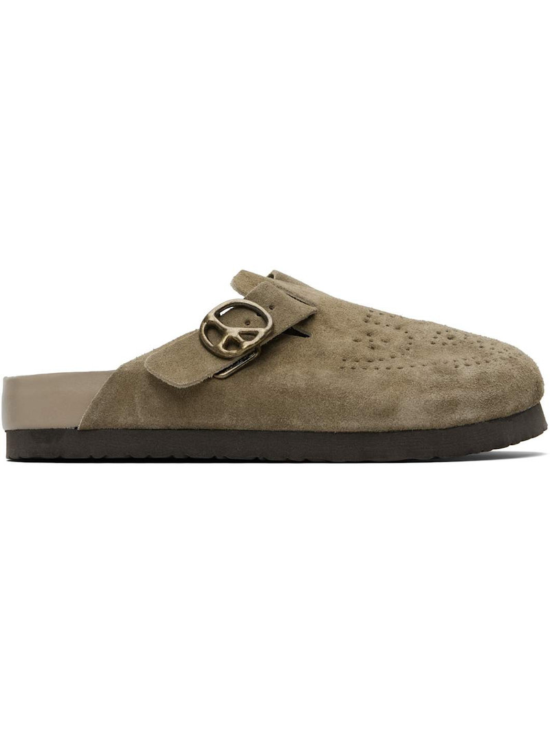 Taupe Suede Clog Slip-on Loafers 1