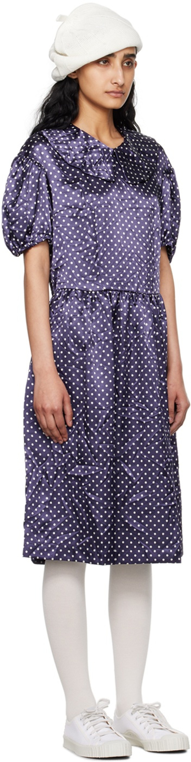 Comme des Garçons GIRL Navy Polka Dot Midi Dress outlook