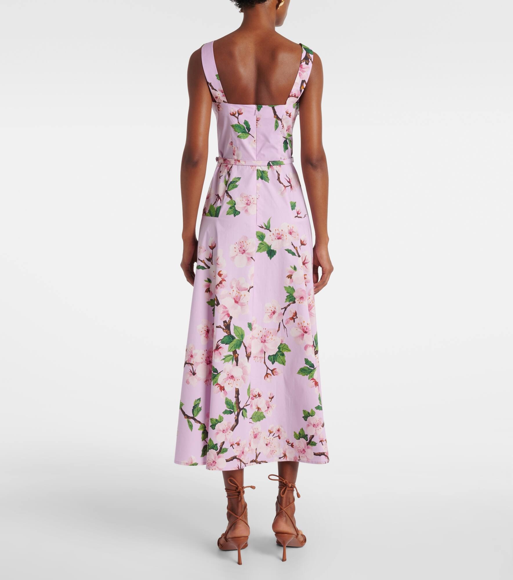 Floral cotton-blend midi dress - 3