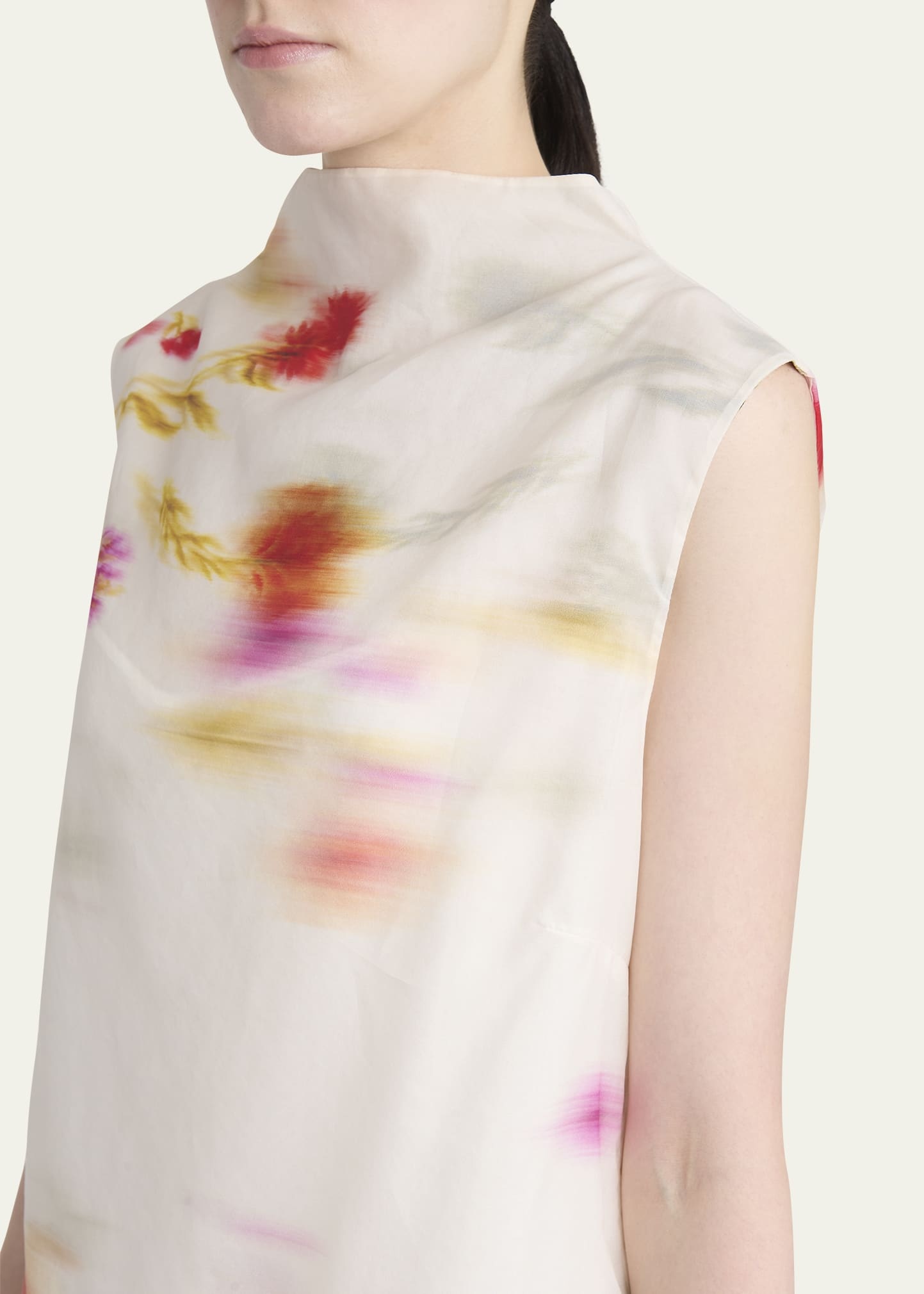 Blossom Flower Organdy Funnel-Neck Mini Dress - 5