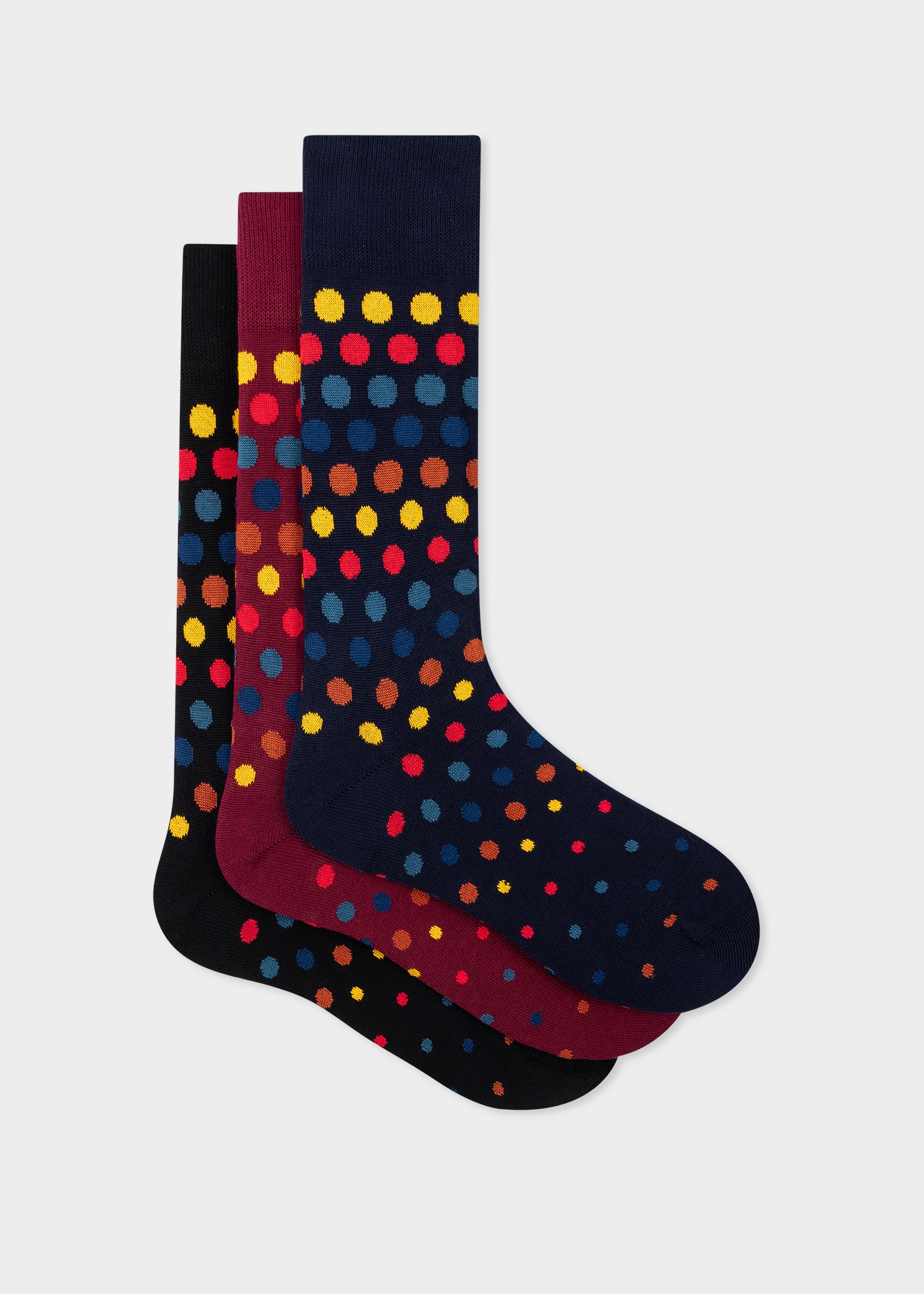 Multi Colour Cotton Polka Dot Socks Three Pack - 1