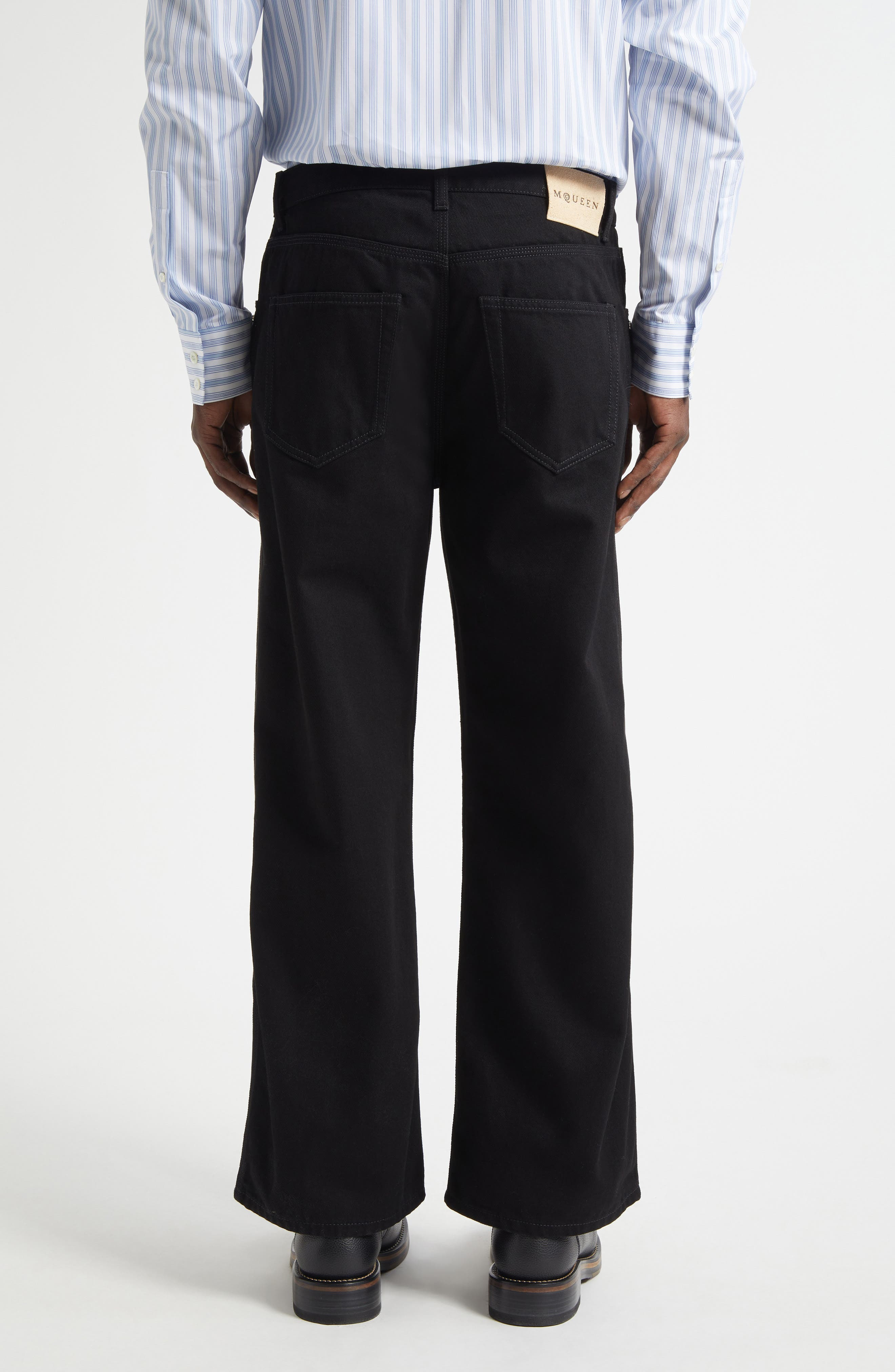 McQueen Studded Crop Painter Jeans in Black at Nordstrom - 3