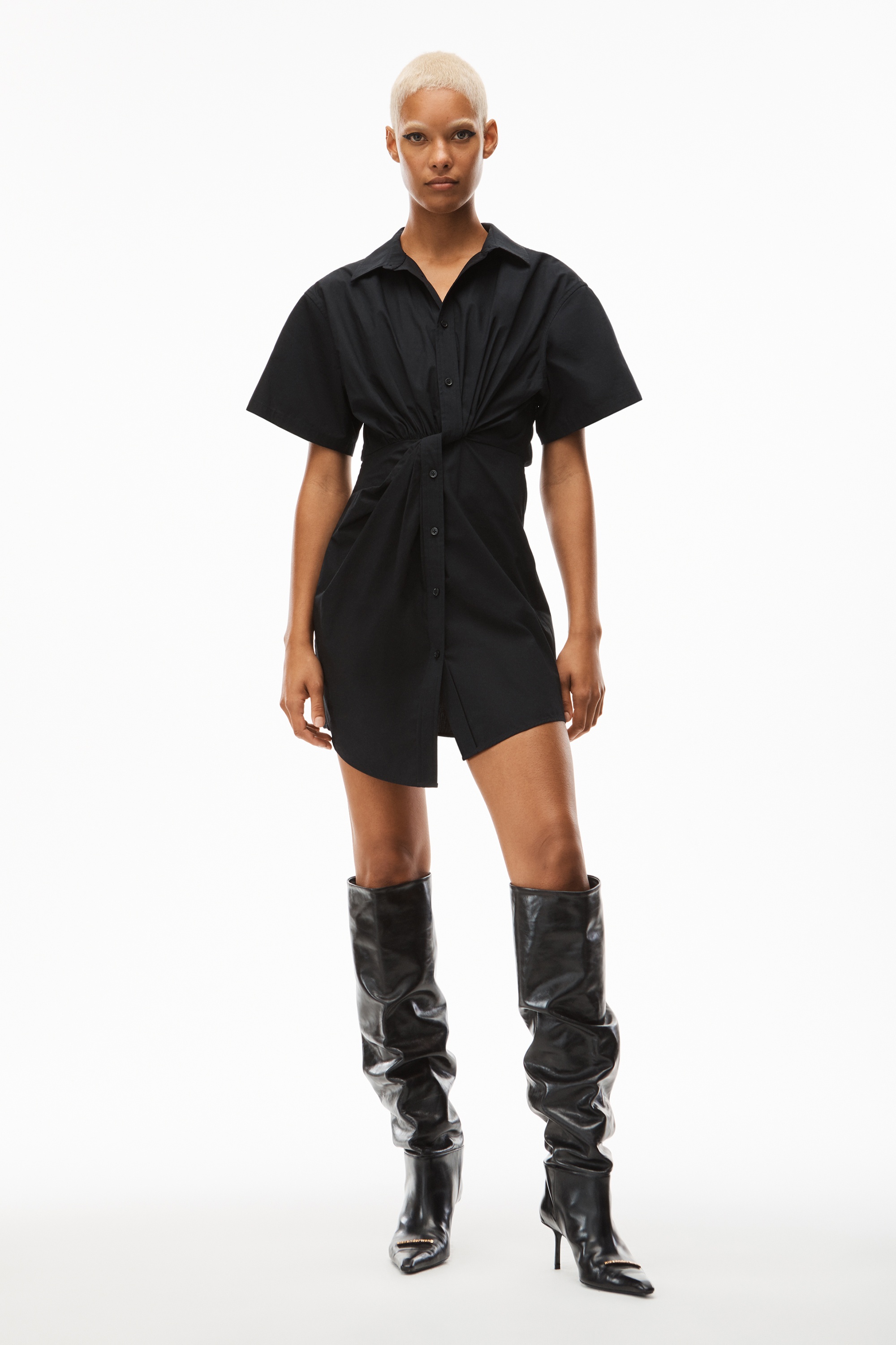 TWISTED PLACKET DRESS IN COMPACT COTTON - 2