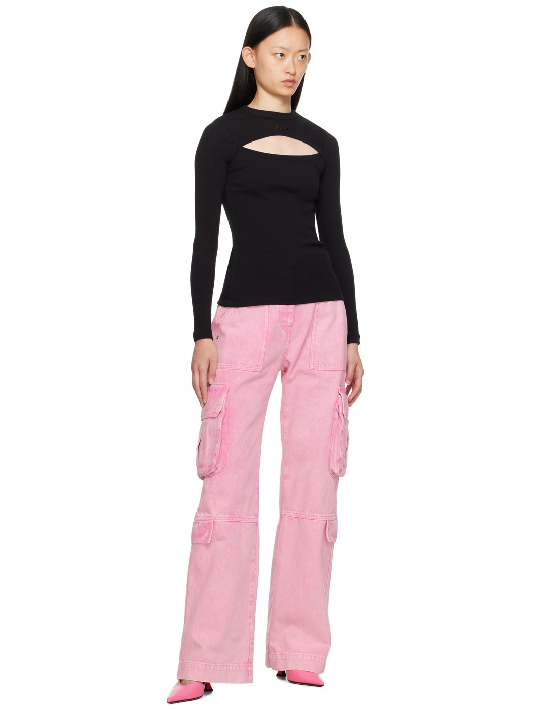 Black Cutout Long Sleeve T-Shirt - 4