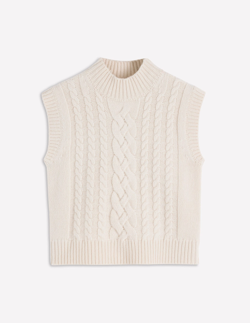 Amara Merino Cable Vest-Warm Ivory 8