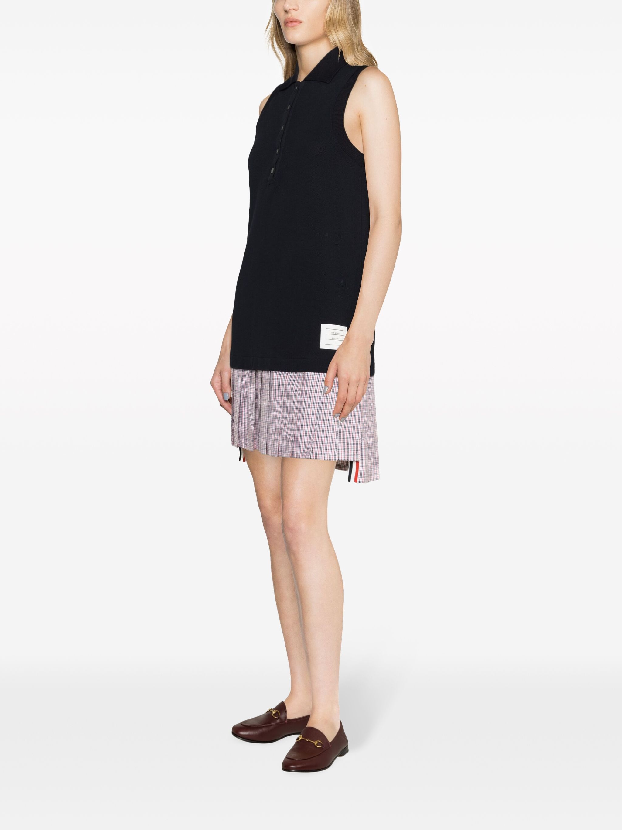 pleated-skirt polo minidress - 3