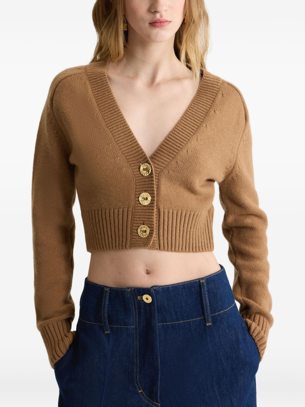 button-embellished elbow-patch cardigan - 4