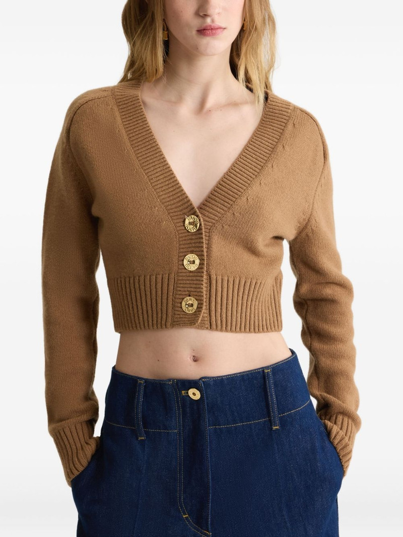 button-embellished 팔꿈치 잡아당기기 cardigan 4
