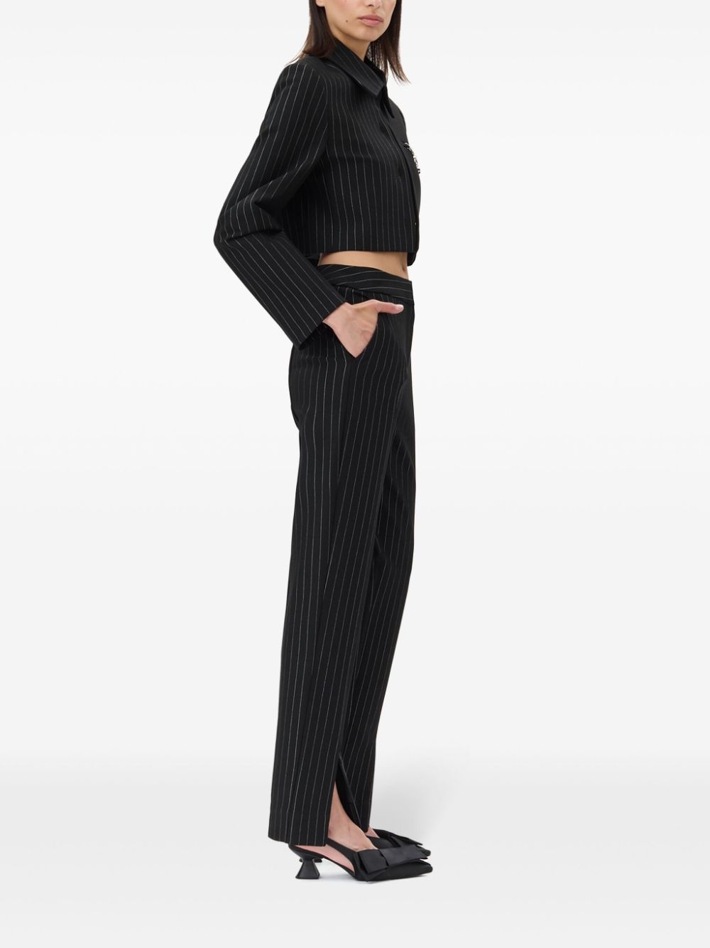 striped cropped blazer - 3