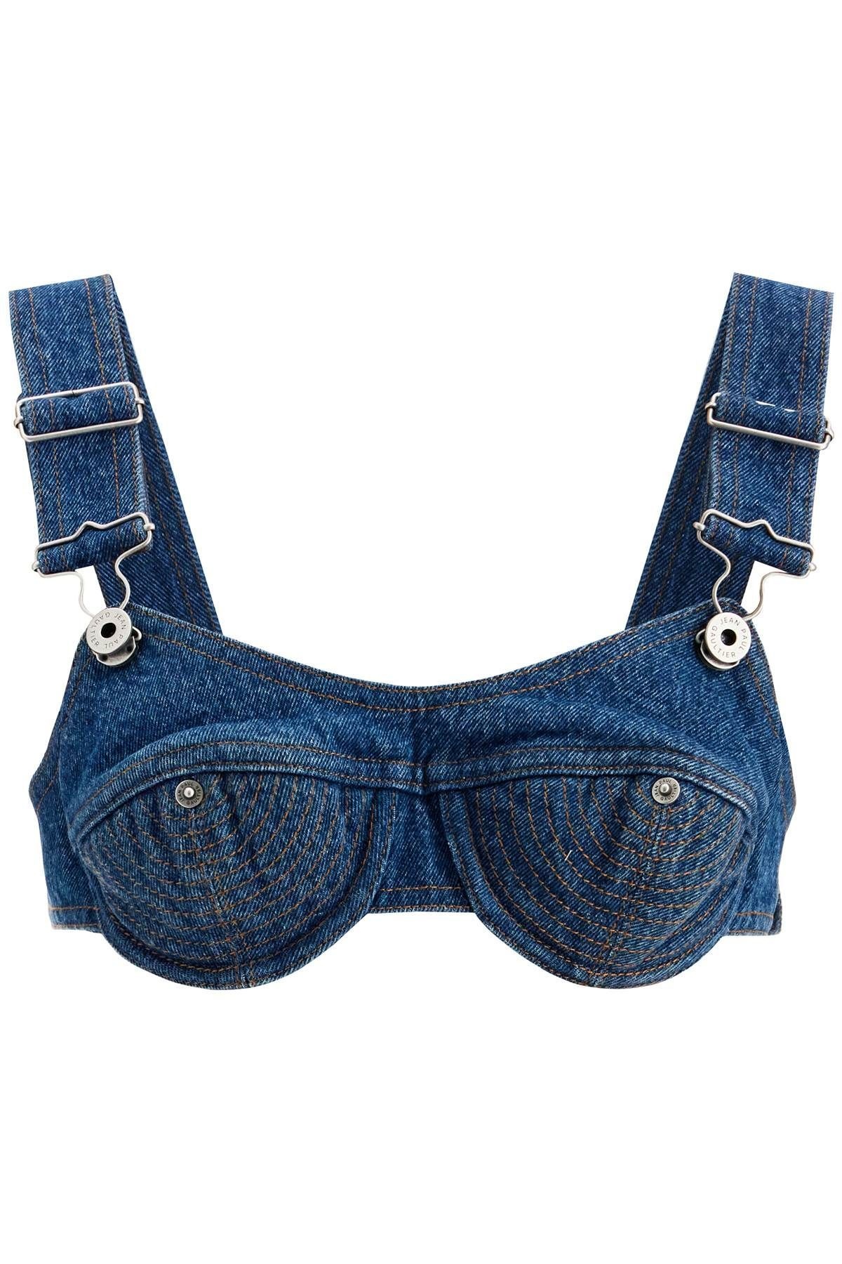 "DENIM OVERALL BRALETTE WITH BUCK - 1