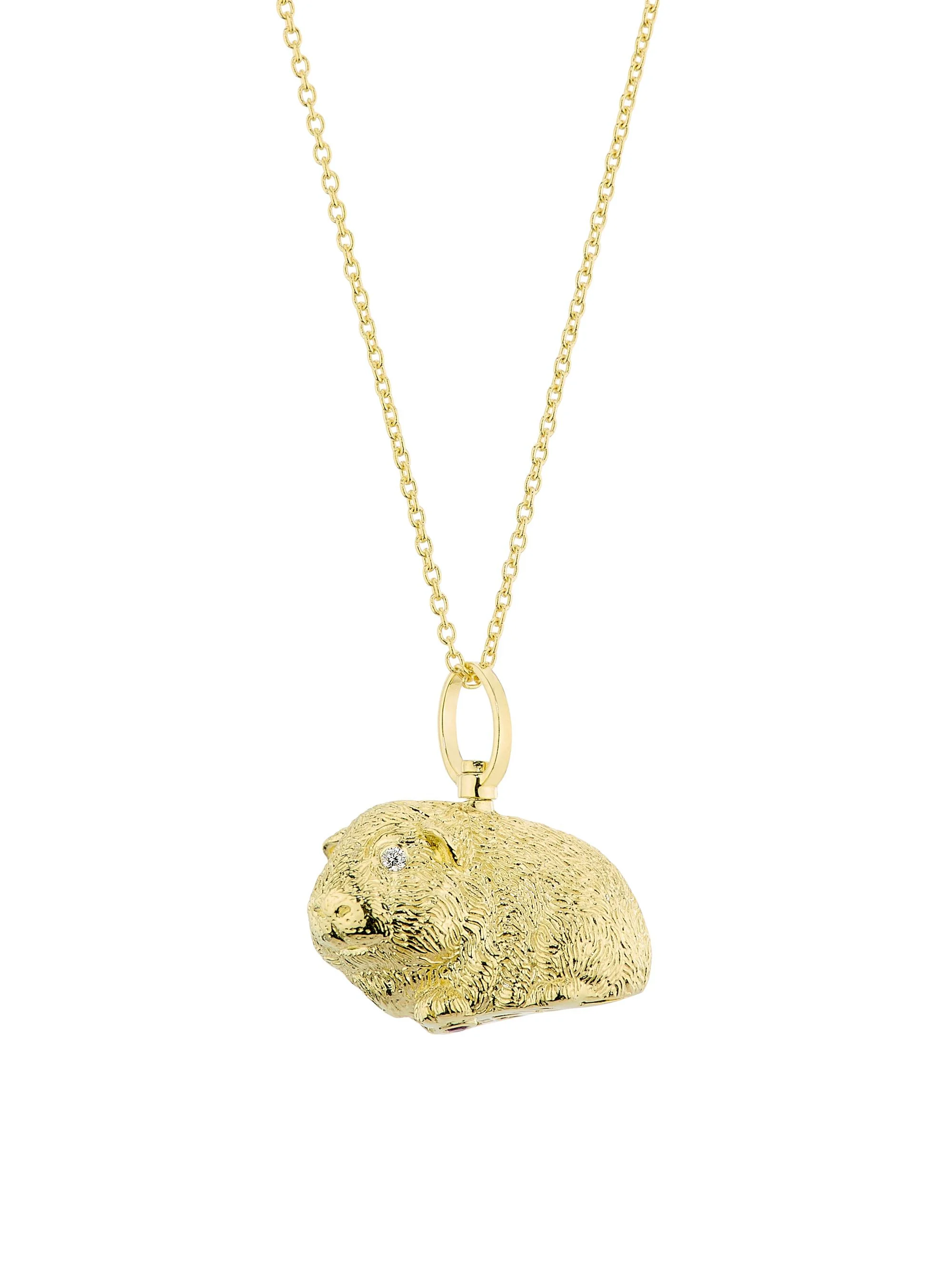 Women's Tiny Treasures 18K Yellow Gold & 0.02 TCW Diamond Guinea Pig Pendant Necklace - Yellow Gold - 1