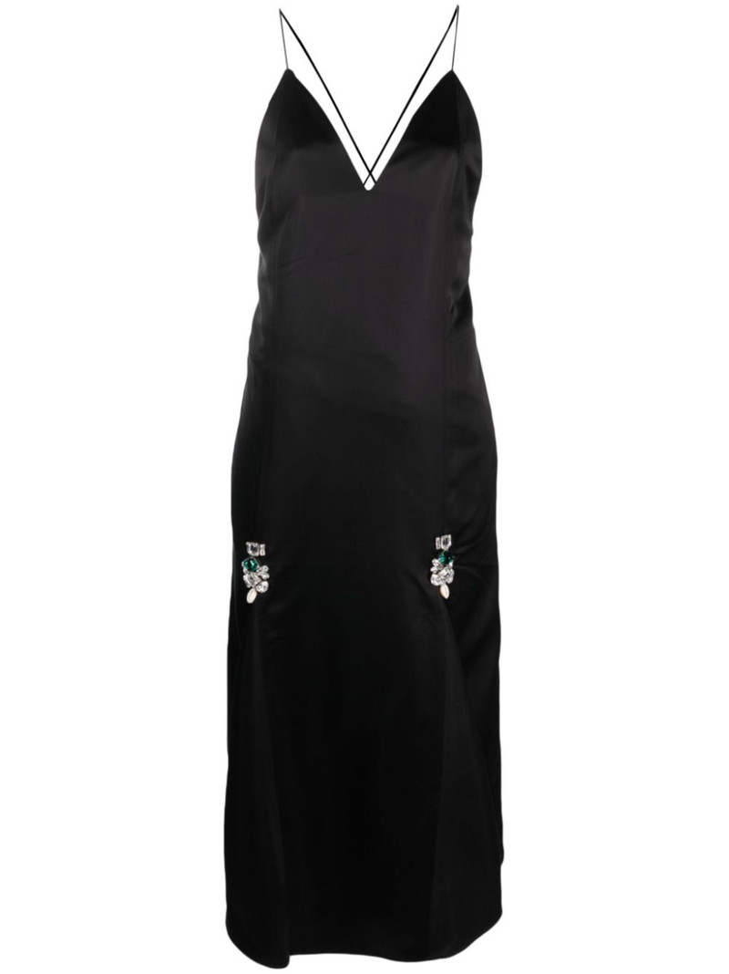 crystal-embellished satin dress - 1