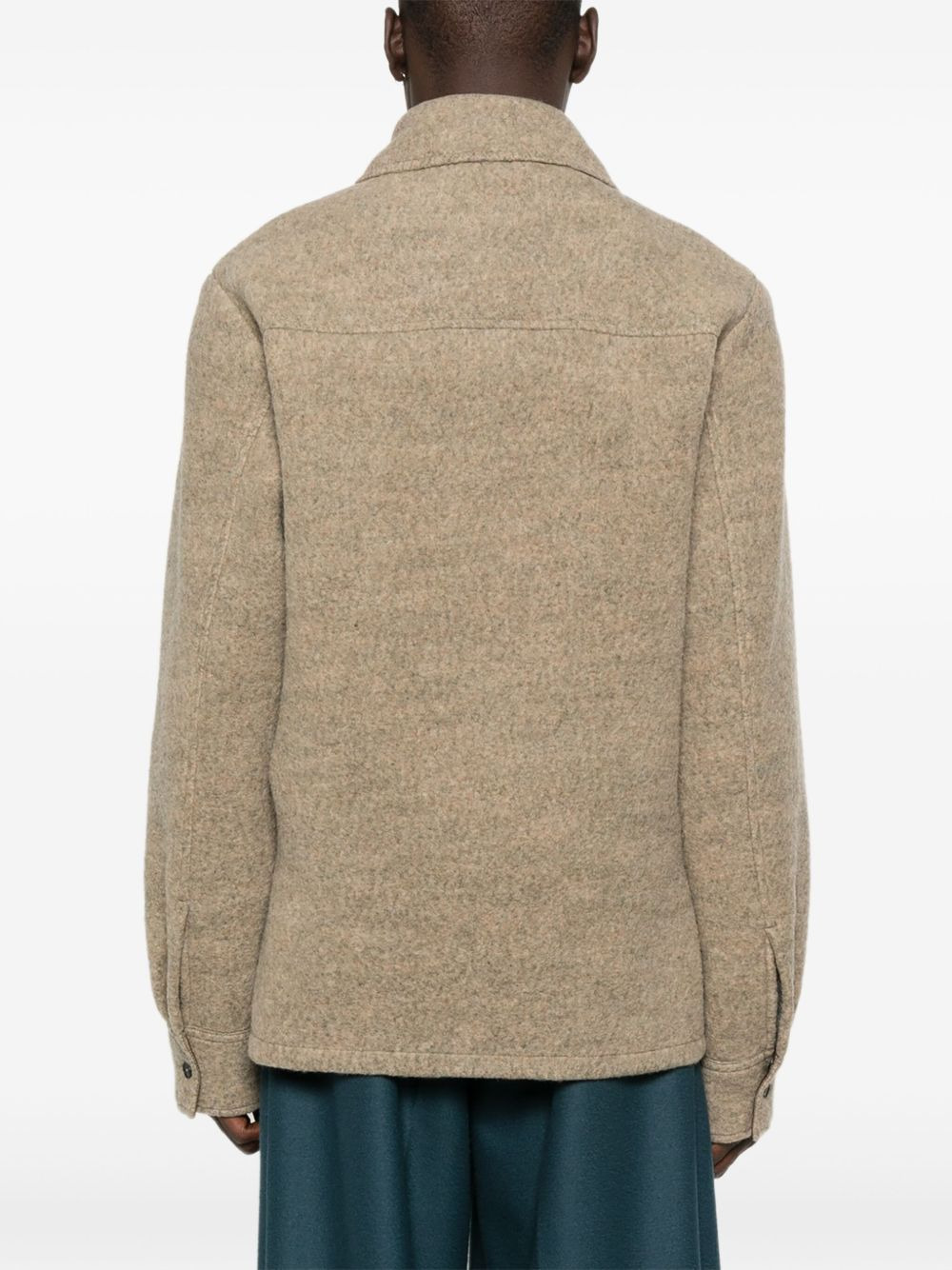 zip-fastening collared wool jacket - 4